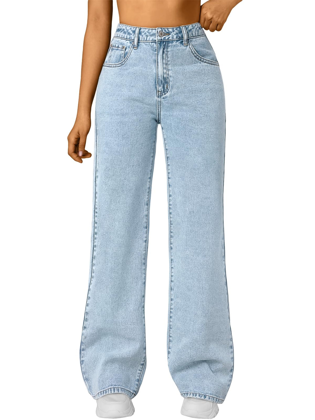 Trendy Queen Women High Waisted Straight Wide Leg Jeans Stretch Baggy Pants | High Rise Denim, Relaxed Fit Trousers, Retro Y2K Aesthetic, Streetwear Style, Long Straight Leg Pants
