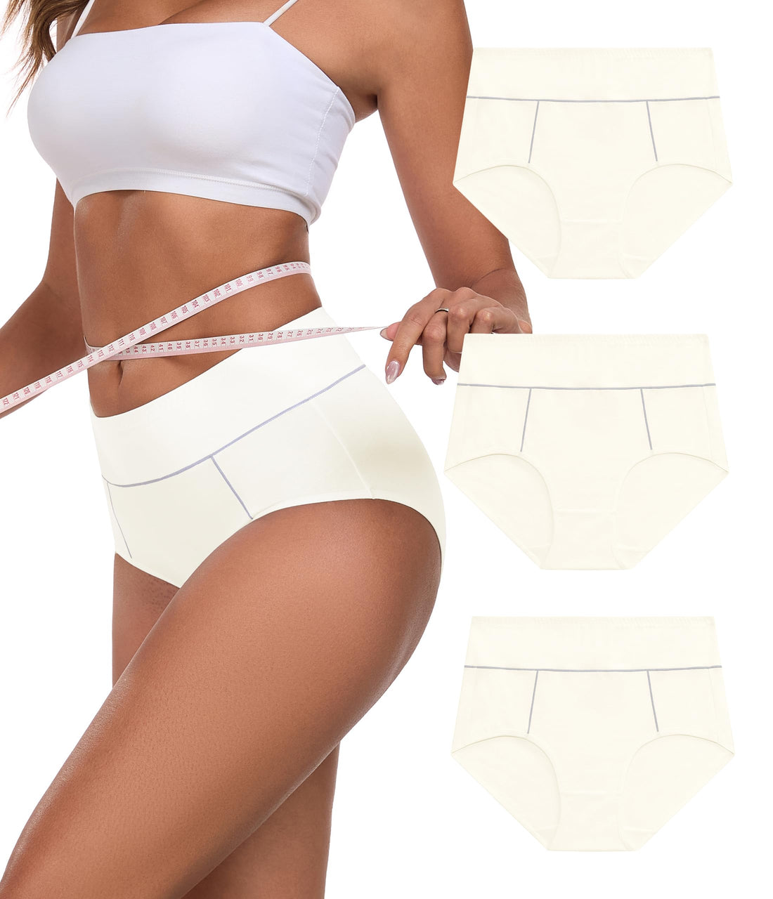 ANLIQI Women's Cotton Underwear High Waist Tummy Control Briefs Full Coverage Multipack Breathable Stretch Ladies Panties