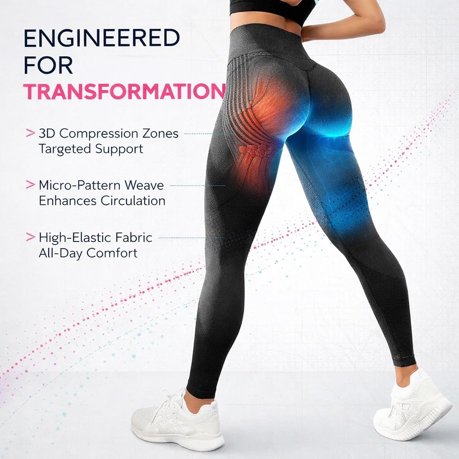 Women's High Waist Yoga Leggings with Built-in Resistance Bands, Tummy Control Seamless Workout Pants for Gym Running