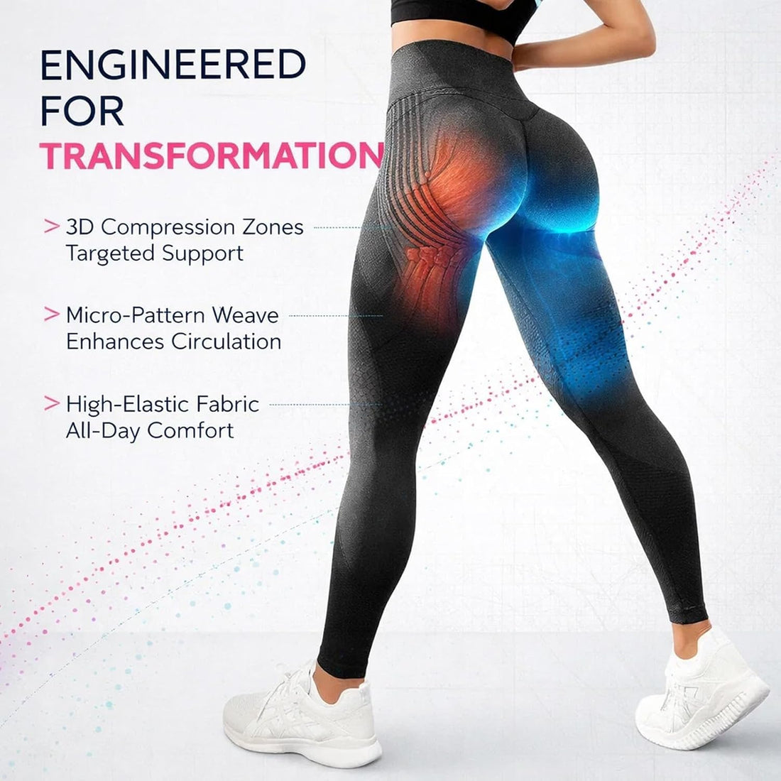Women's High Waist Yoga Leggings with Built-in Resistance Bands, Tummy Control Seamless Workout Pants for Gym Running