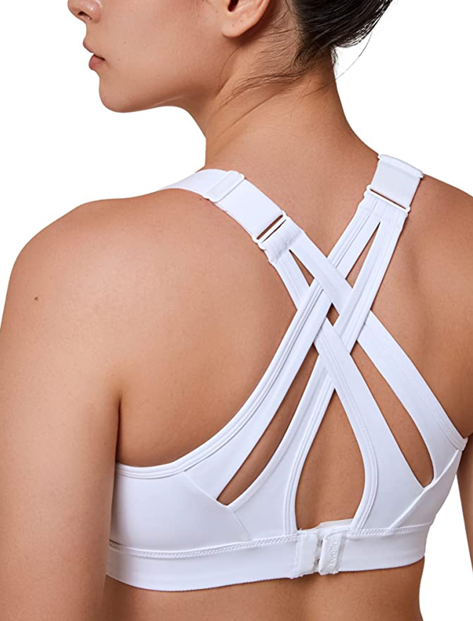 Yvette Criss Cross Adjustable High Impact Running Bra | Pickleball Tennis, Big Bust Plus Size, Adjustable Strap, Wireless Sewn in Pads, No Bounce, Full Coverage, Moisture-Wicking