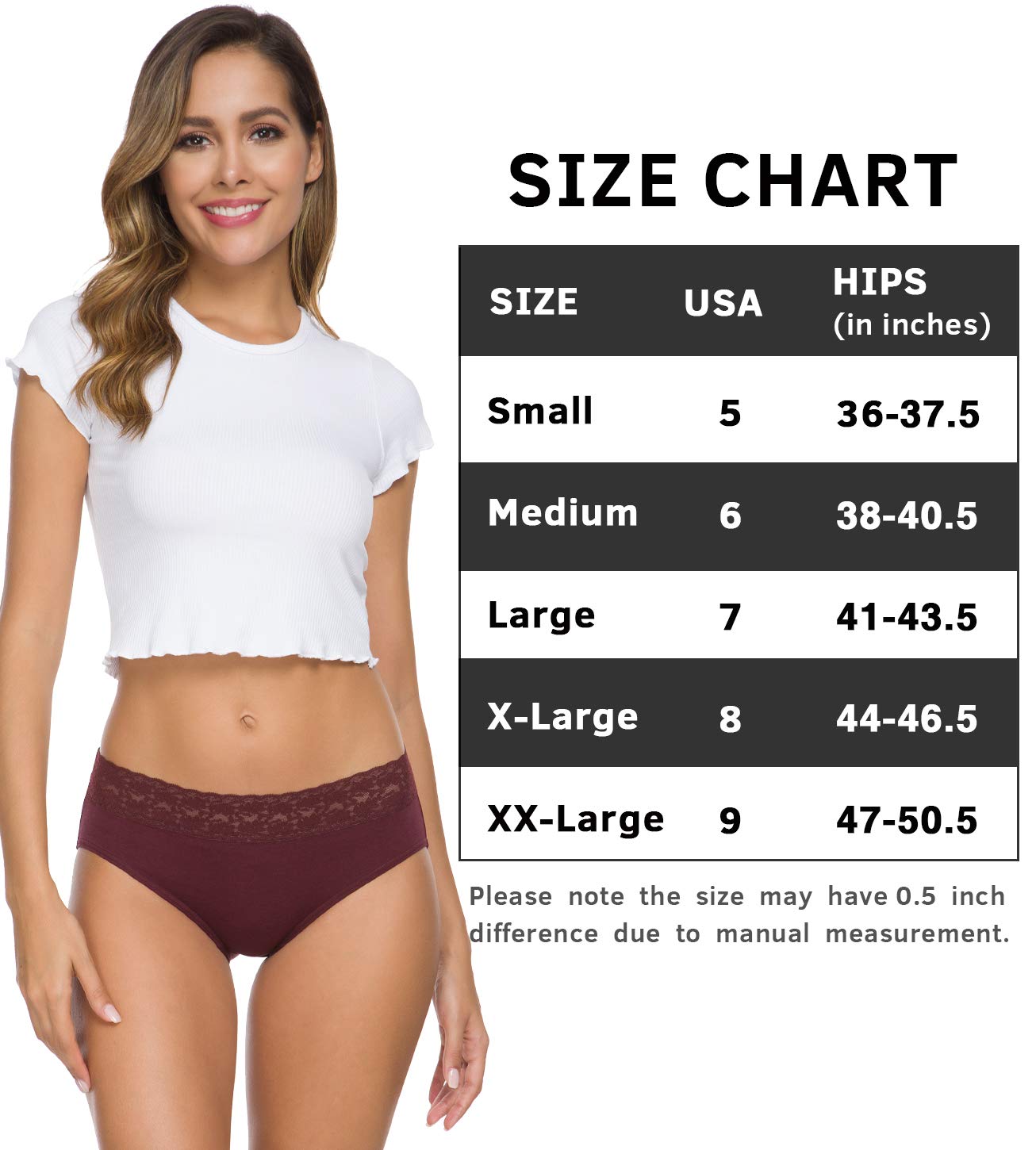Wealurre Cotton Panties for Women Bikini Underwear Hipster Underpants Lace Briefs Pack
