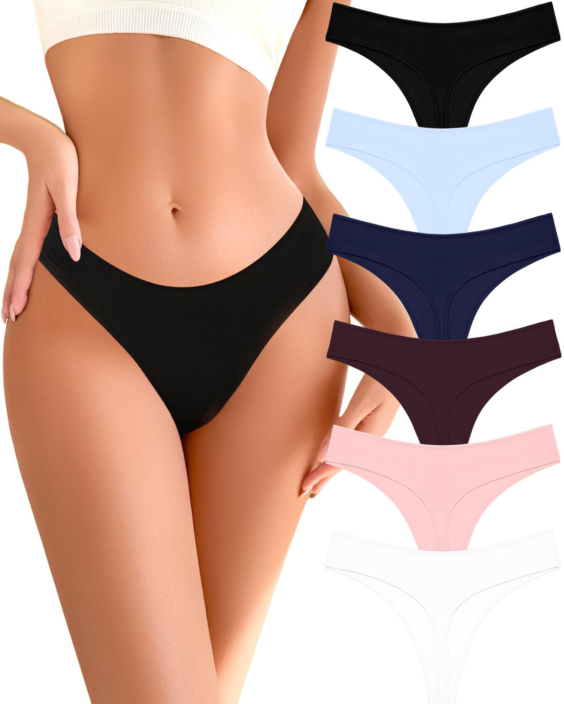 READY TO LOVE Cotton Underwear for Women Pack Breathable Thongs for Women Sexy Stretch Soft Womens Panties Thong XS-XL