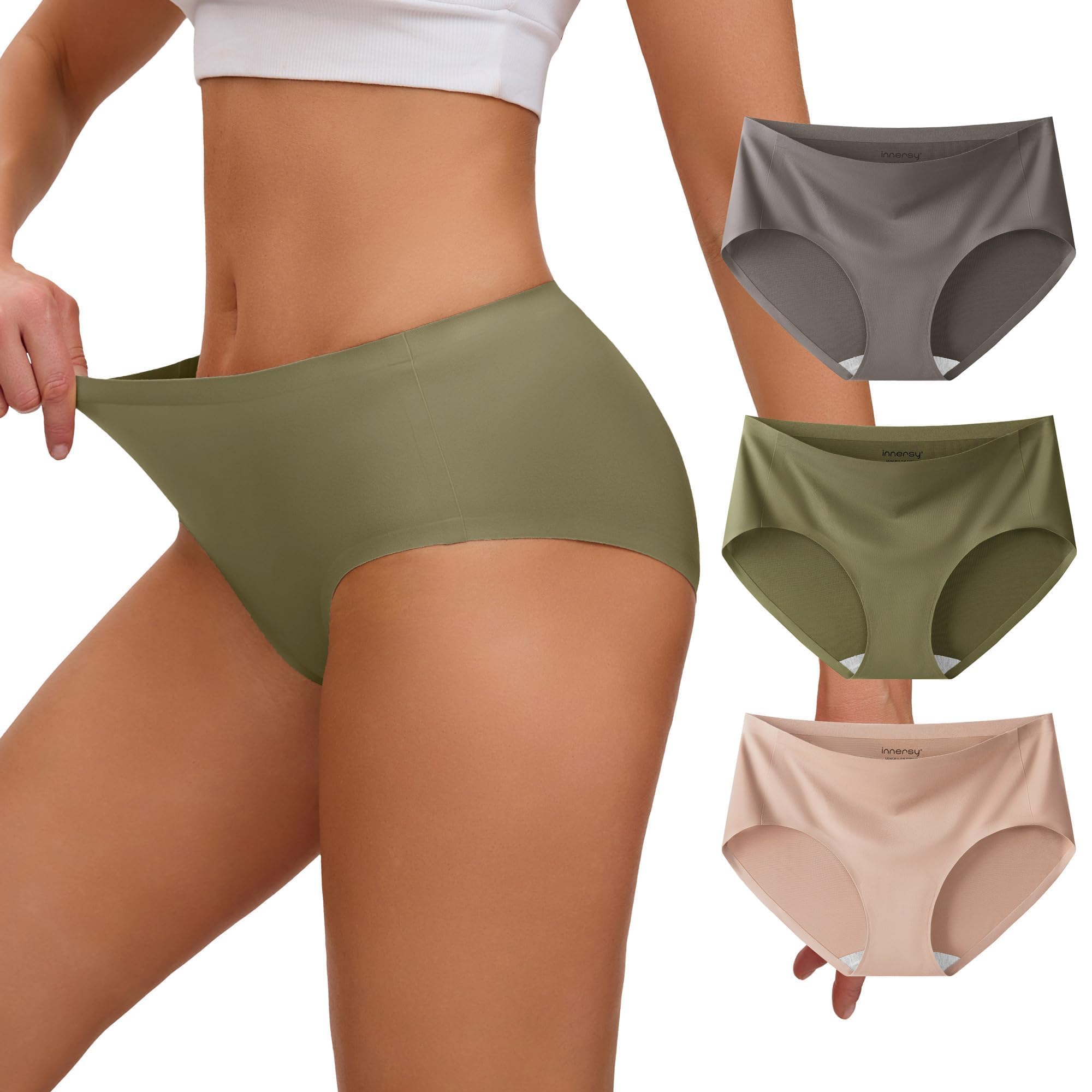 INNERSY Women's Underwear Smooth Hipster Panties 3-Pack