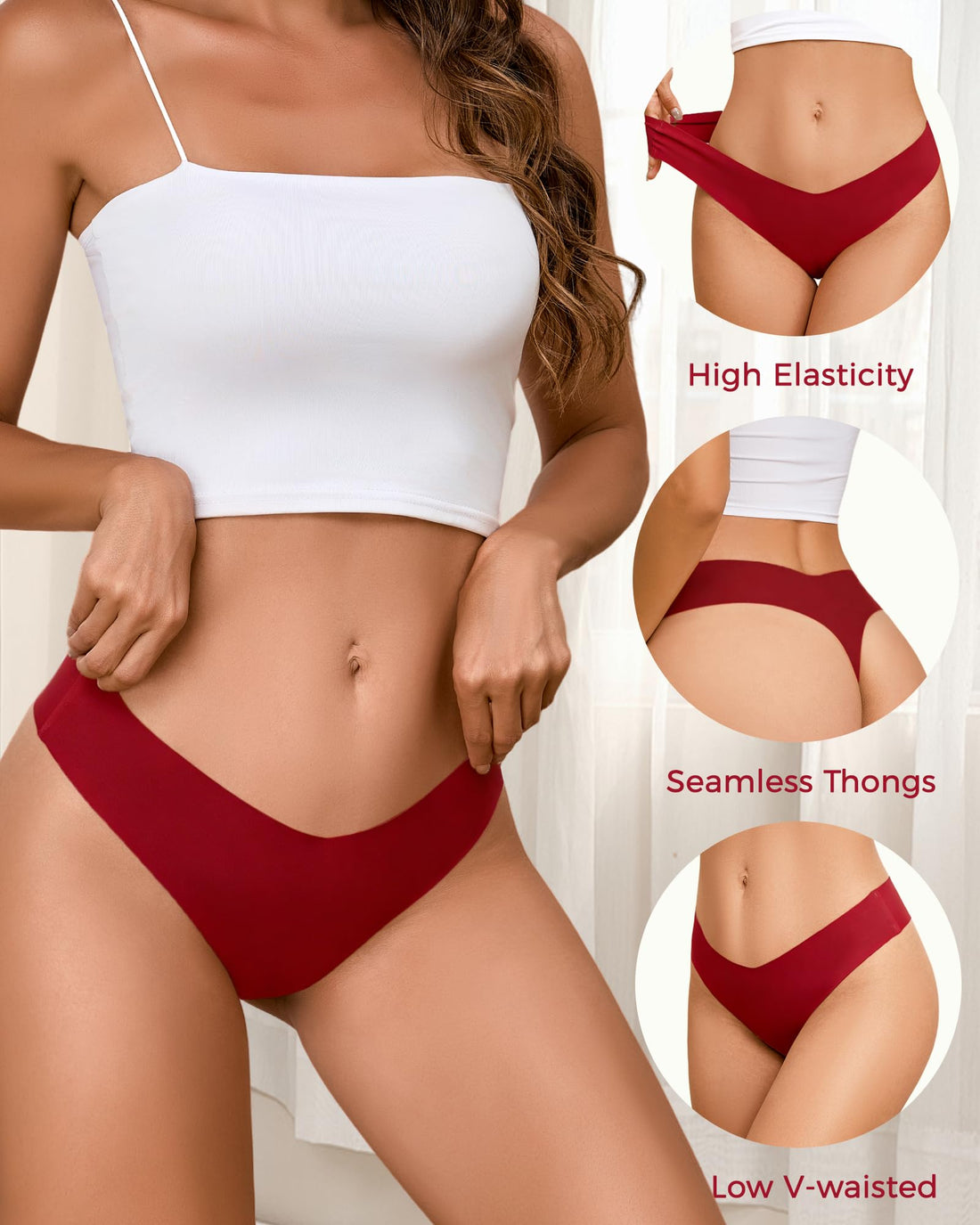 Take Talk Underwear Womens 9 Pack Seamless Thongs No Show Workout Panties | V-waisted Invisible Sexy Tangas,Lingerie for Women,for Workout Sets for Women,for Fitness Clothing,for Gym,Yoga,Running
