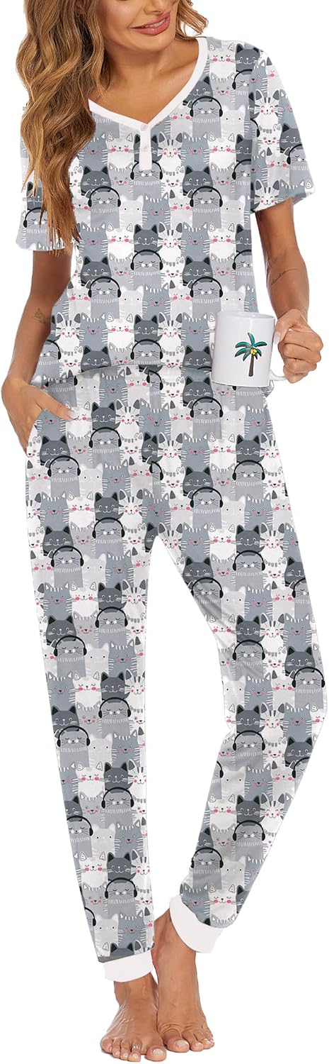 Ekouaer Pajamas for Women Set 2 Piece Fall Sleepwear with Pockets