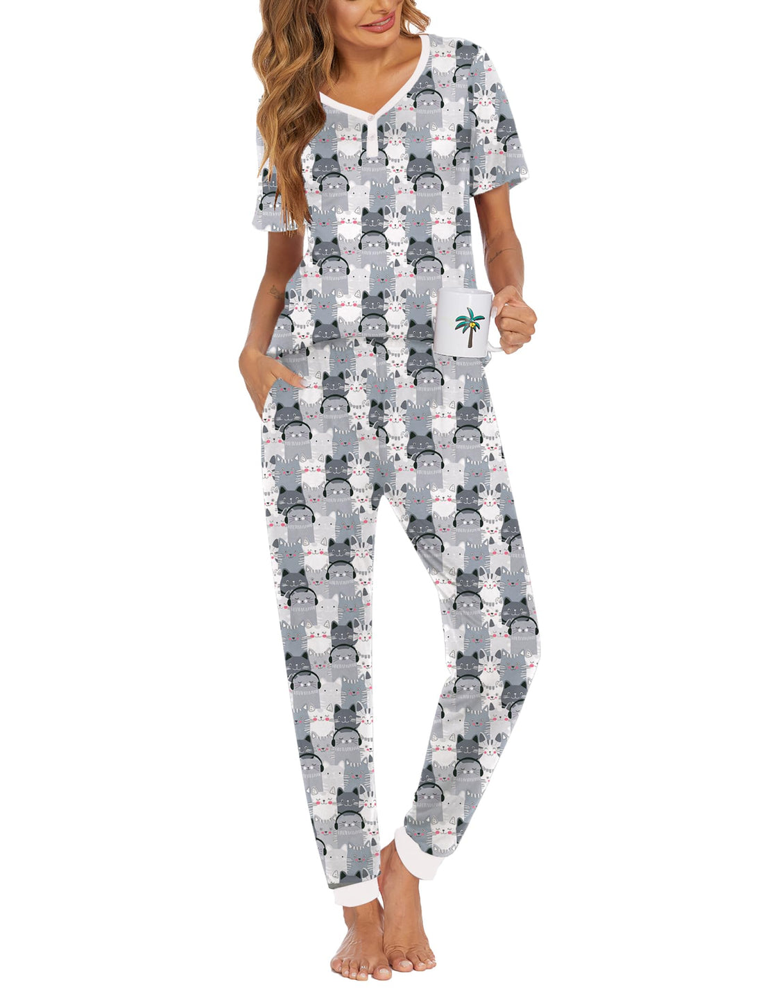 Ekouaer Pajamas for Women Set 2 Piece Fall Sleepwear with Pockets
