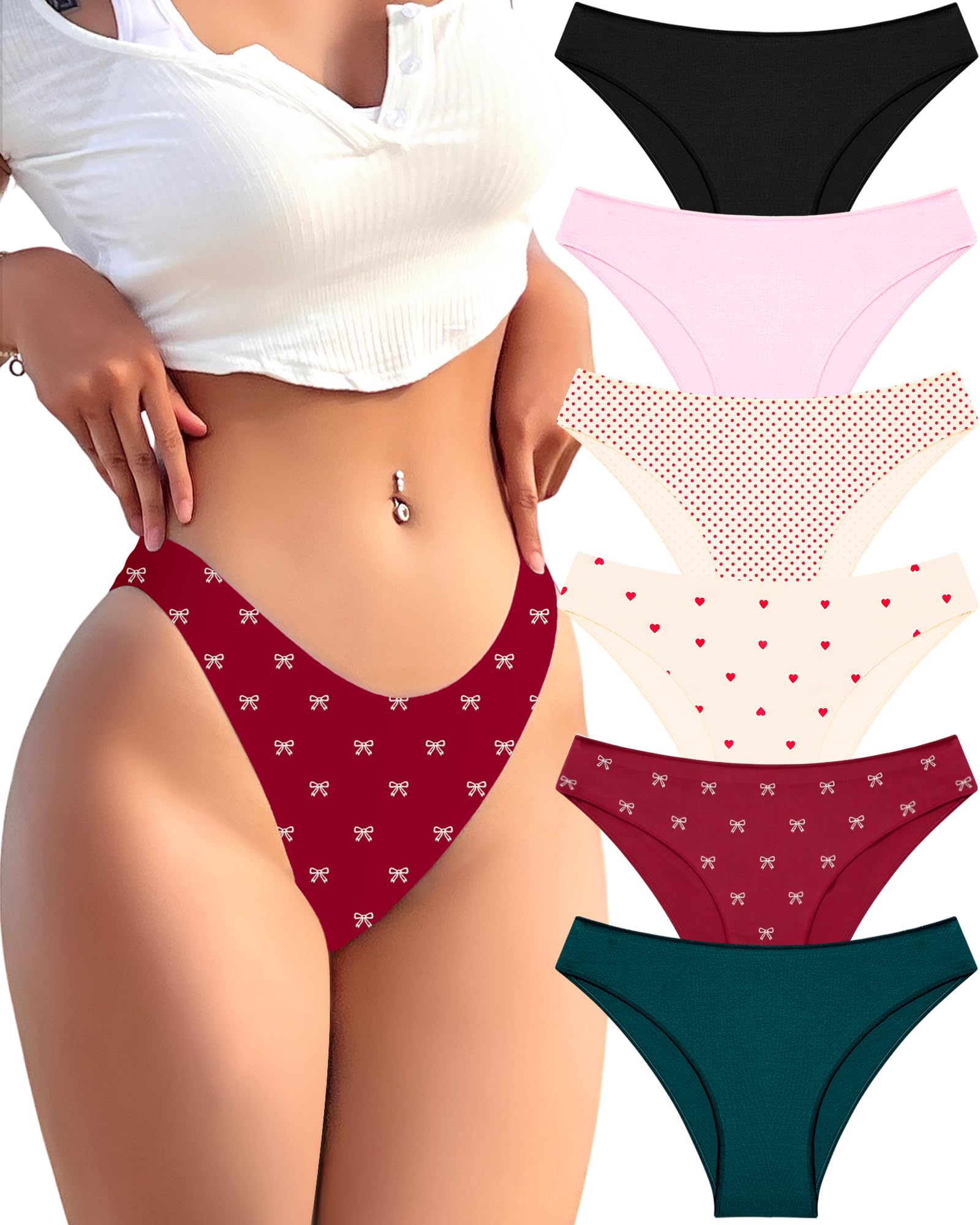 FINETOO Cotton Underwear for Women Sexy Cheeky Bikini Panties Lingerie