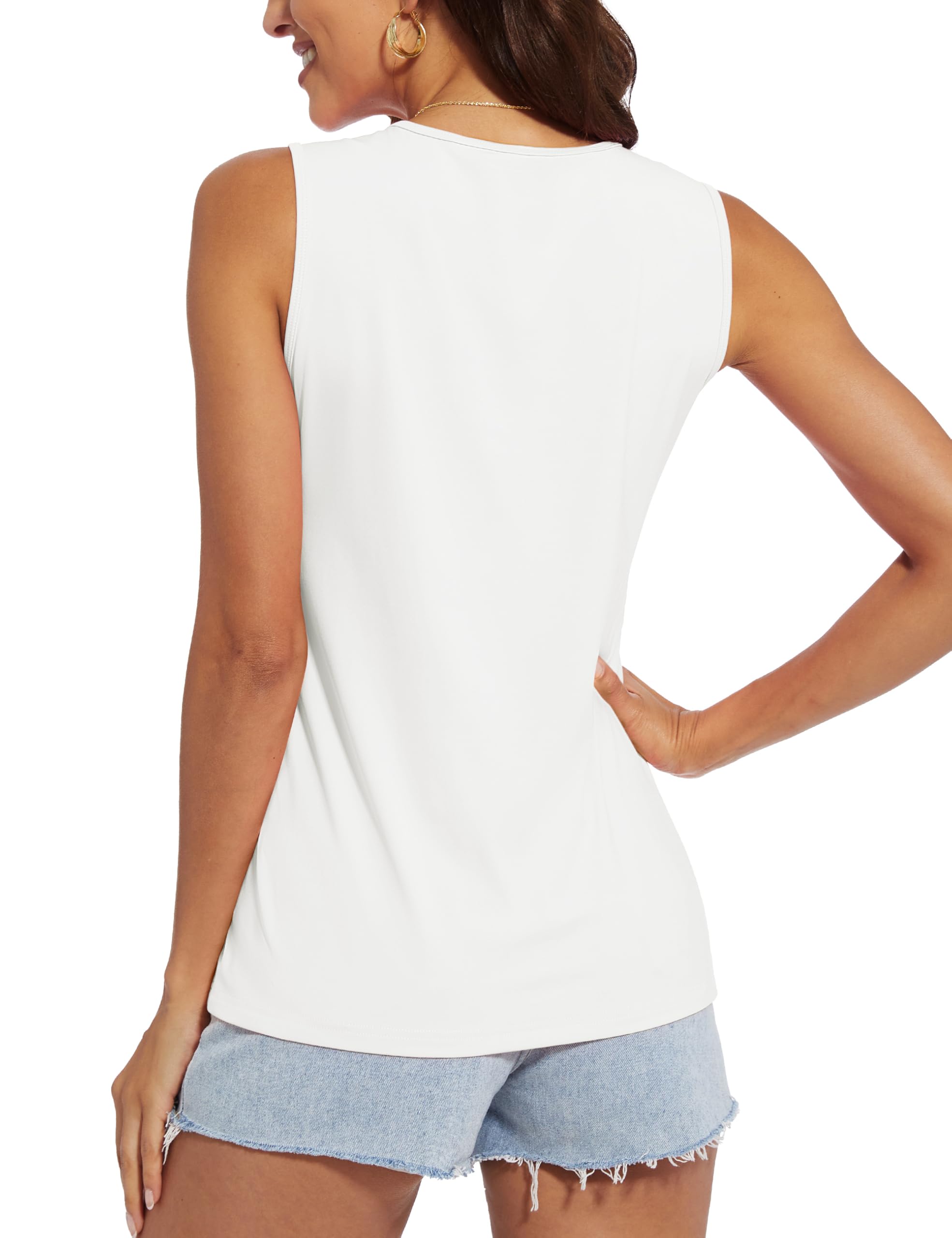 MAGCOMSEN Women's Workout Tank Top Athletic Muscle Sleeveless Crew Neck Shirt UPF 80+ Moisture Wicking Gym Running