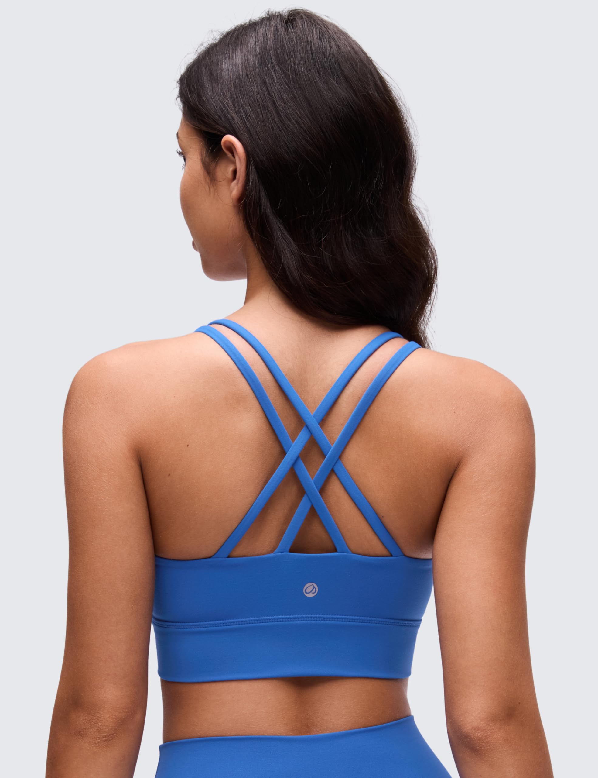 CRZ YOGA Softness Mold Butterluxe Sports Bras | Molded Cup, Light Support, Yoga, Extremely Soft, Longline, Strappy Back, Scoop Neck, for Women