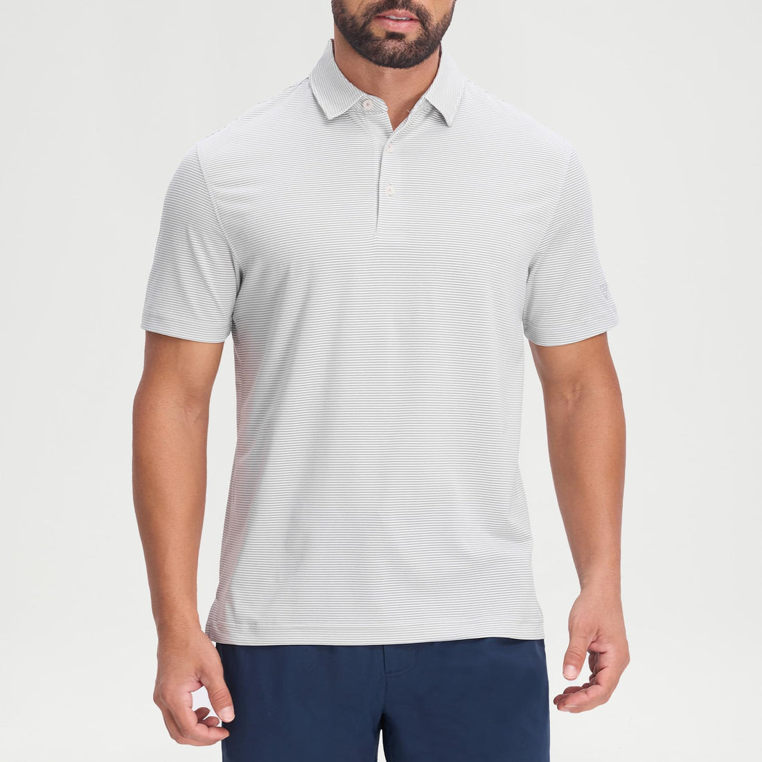M MAELREG Men's Jacquard Stripe Golf Shirts Quick Dry Performance Short Sleeve Moisture Wicking Polo Shirt for Men