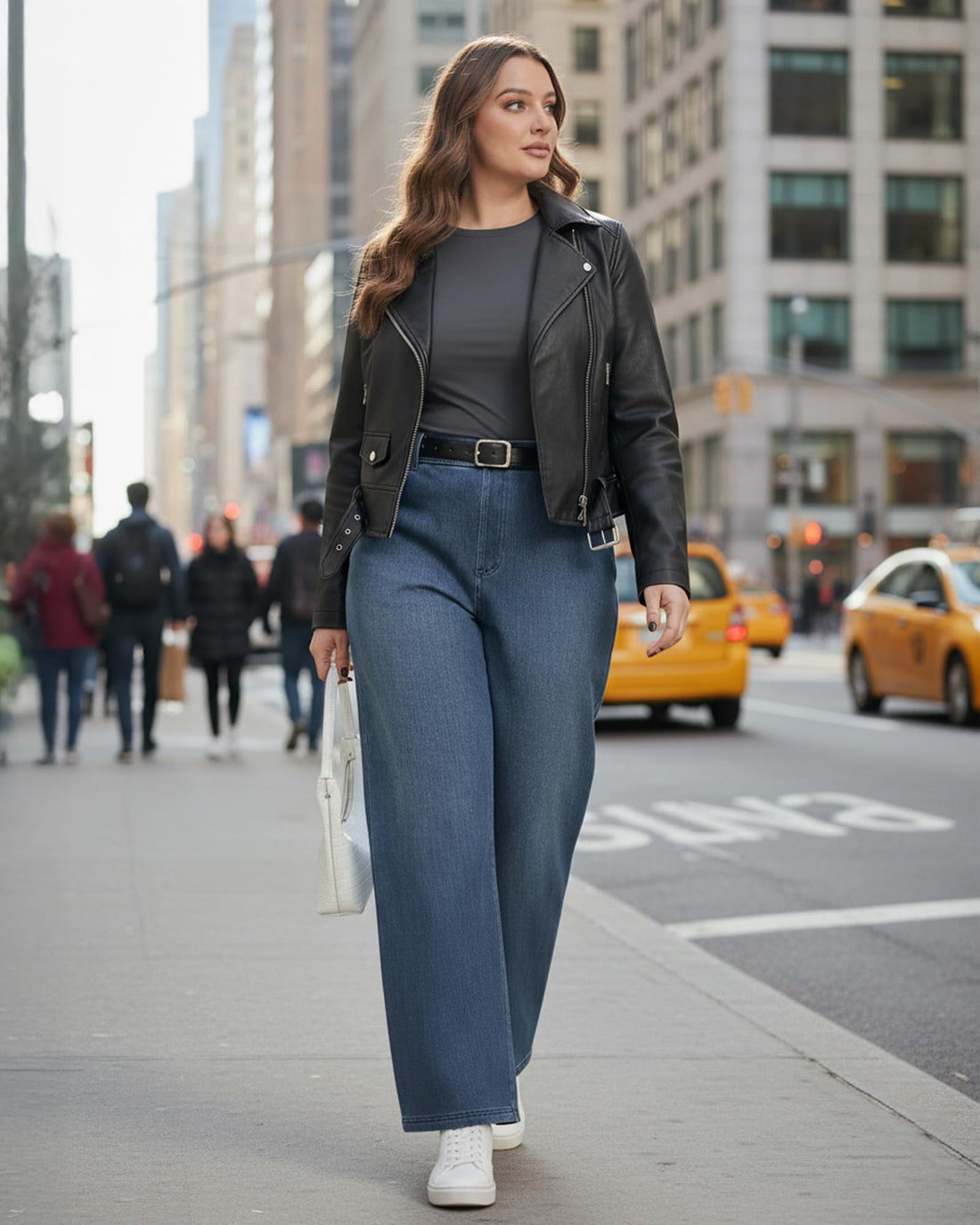Pull On Jeans for Women Wide Leg High Waisted Stretch Baggy Jeans Casual Trendy Straight Denim Pants (with Plus Size)