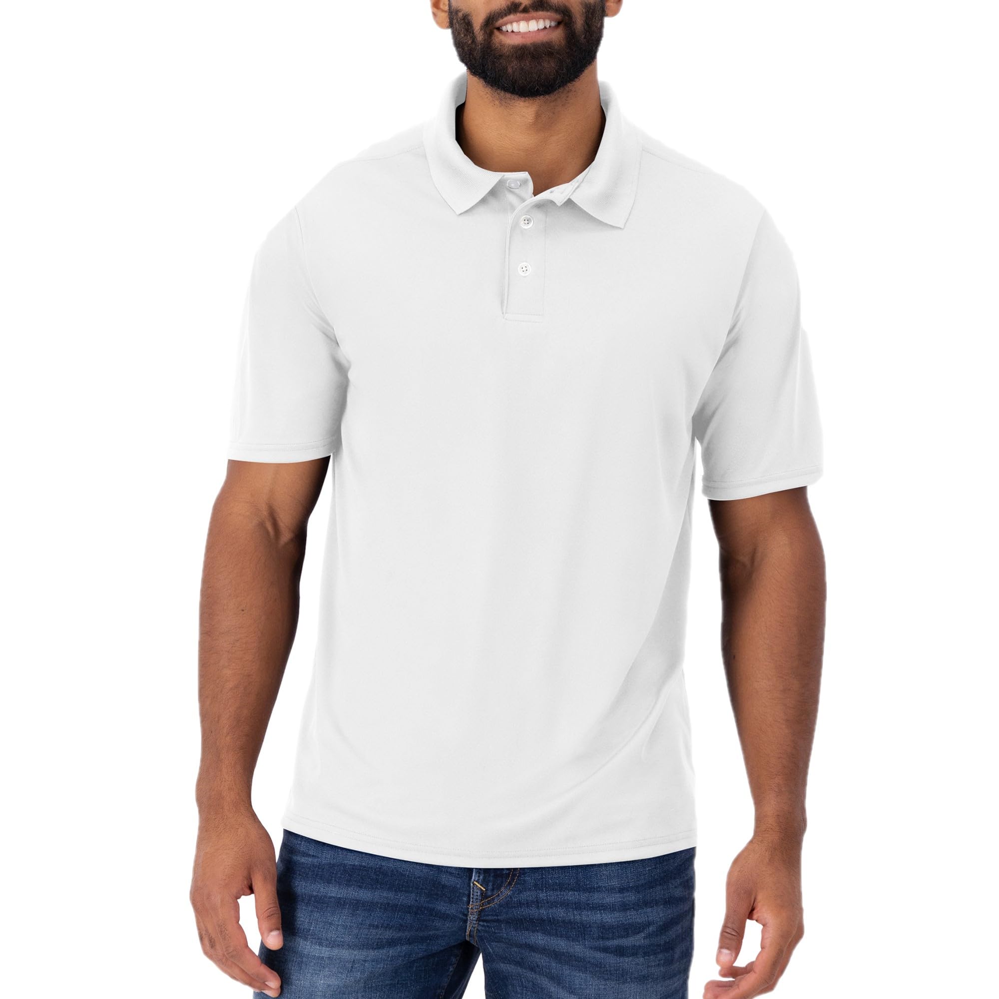 Hanes Men's Cool DRI Polo Shirt, Quick-Drying Performance Polo for Men, UPF Protection