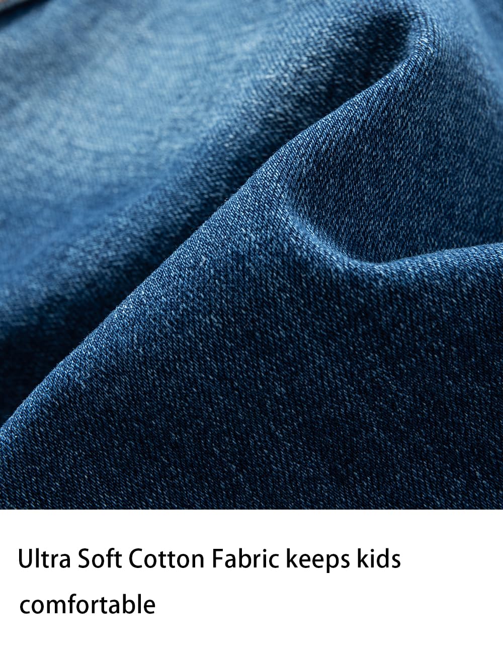 Boys' Blue Denim Jeans Elastic Waist Cotton Pants for Kids