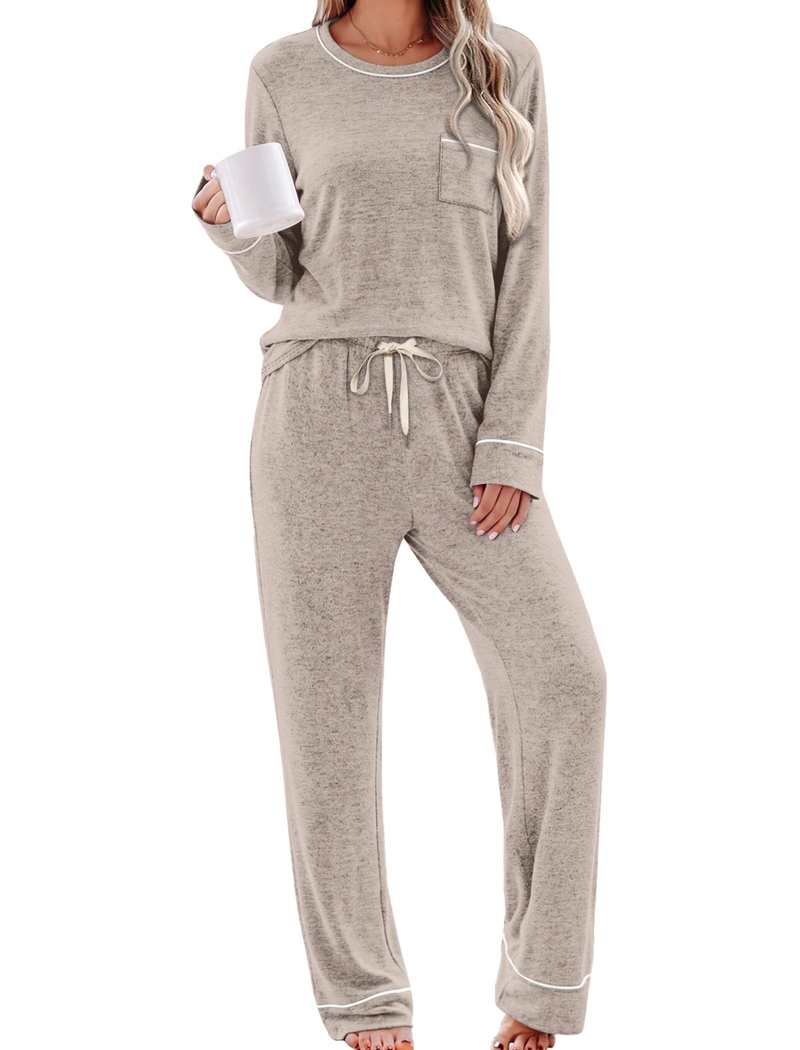 WIHOLL Pajamas for Women Set Soft Pjs Long Sleeve Two Piece Lounge Sets