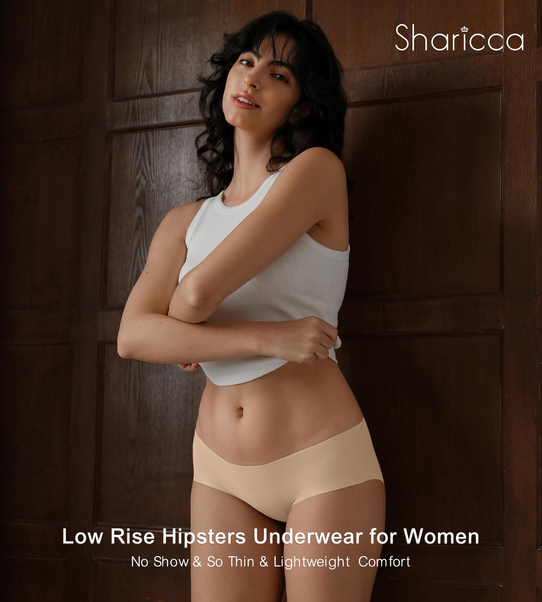 SHARICCA Womens Seamless Underwear No Show Hipster Panties Invisible Lightweight Nuage Bikinis Briefs Microfiber Pack