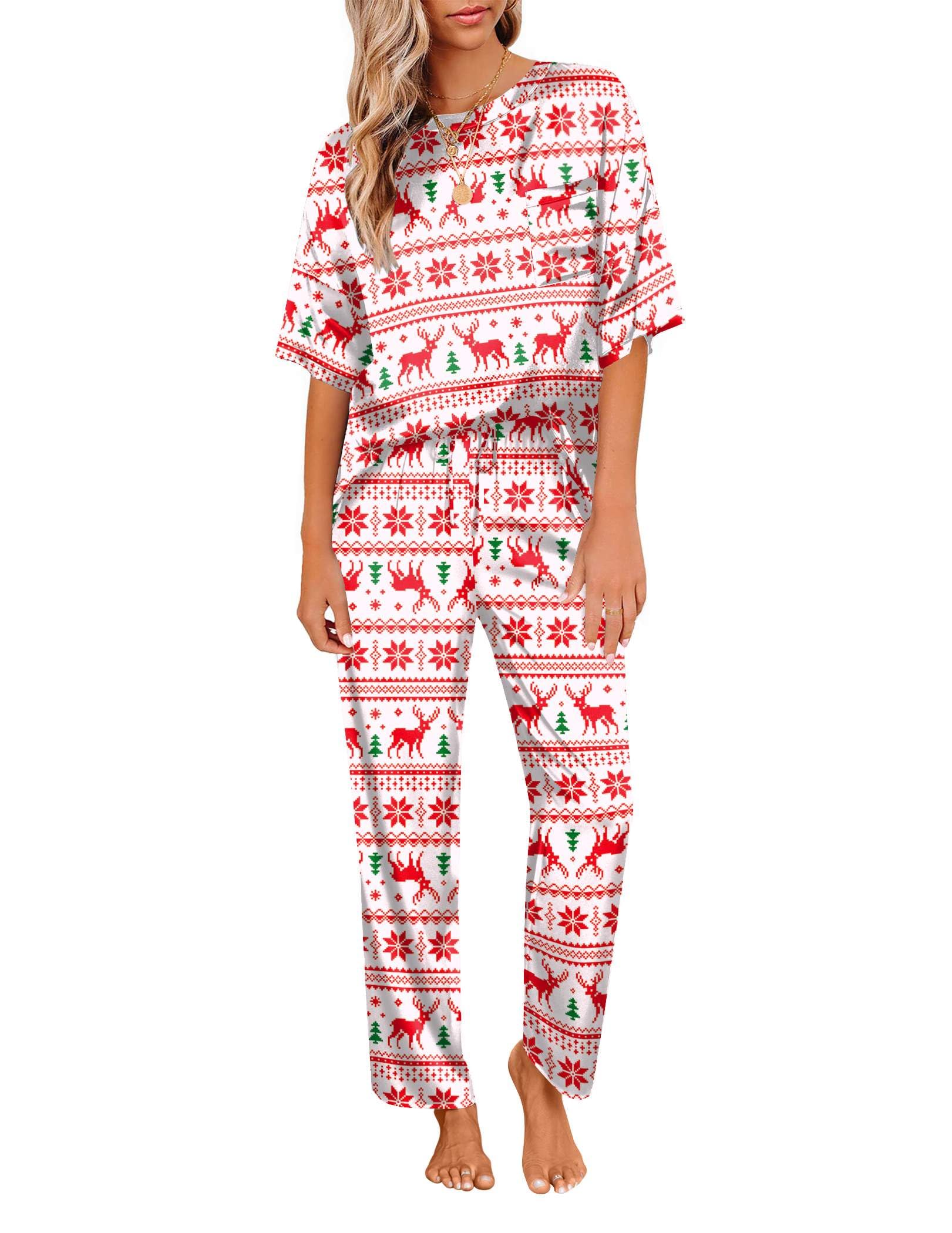 Ekouaer Pajamas for Women Set Silky Satin 2 Piece Lounge Sets with Pockets
