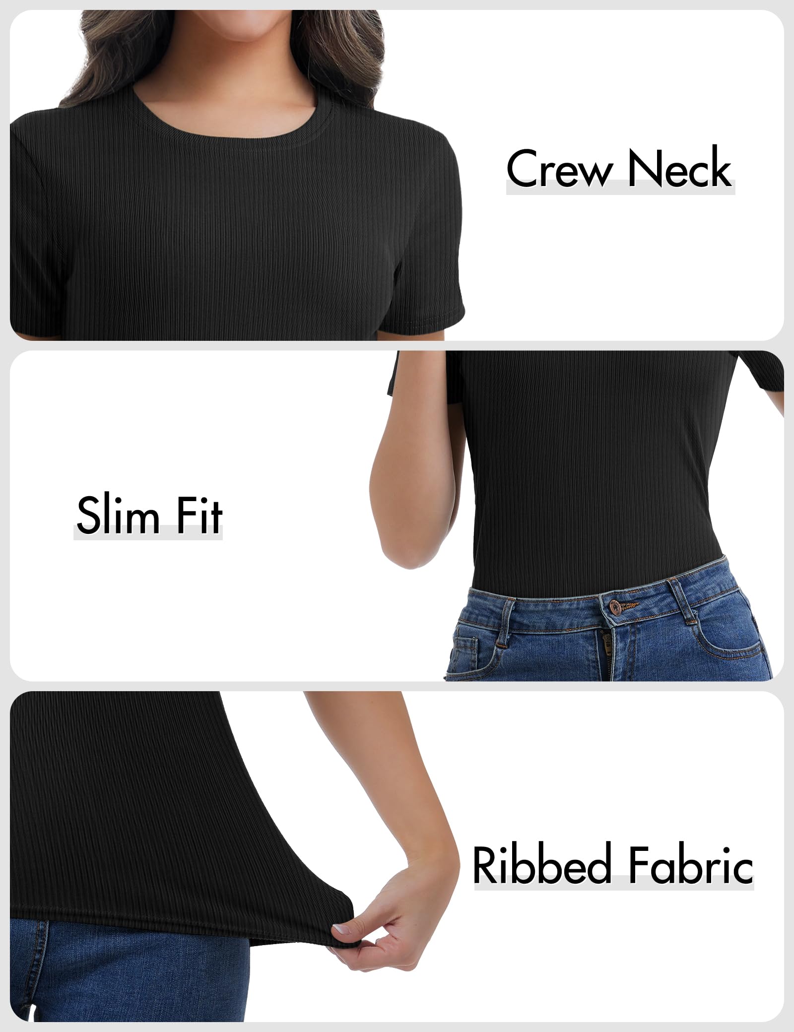 4 Pack Basic Tees T Shirts for Women Workout Gym Compression Fitted Short Sleeve Plain T Shirts Crop Tops Y2K