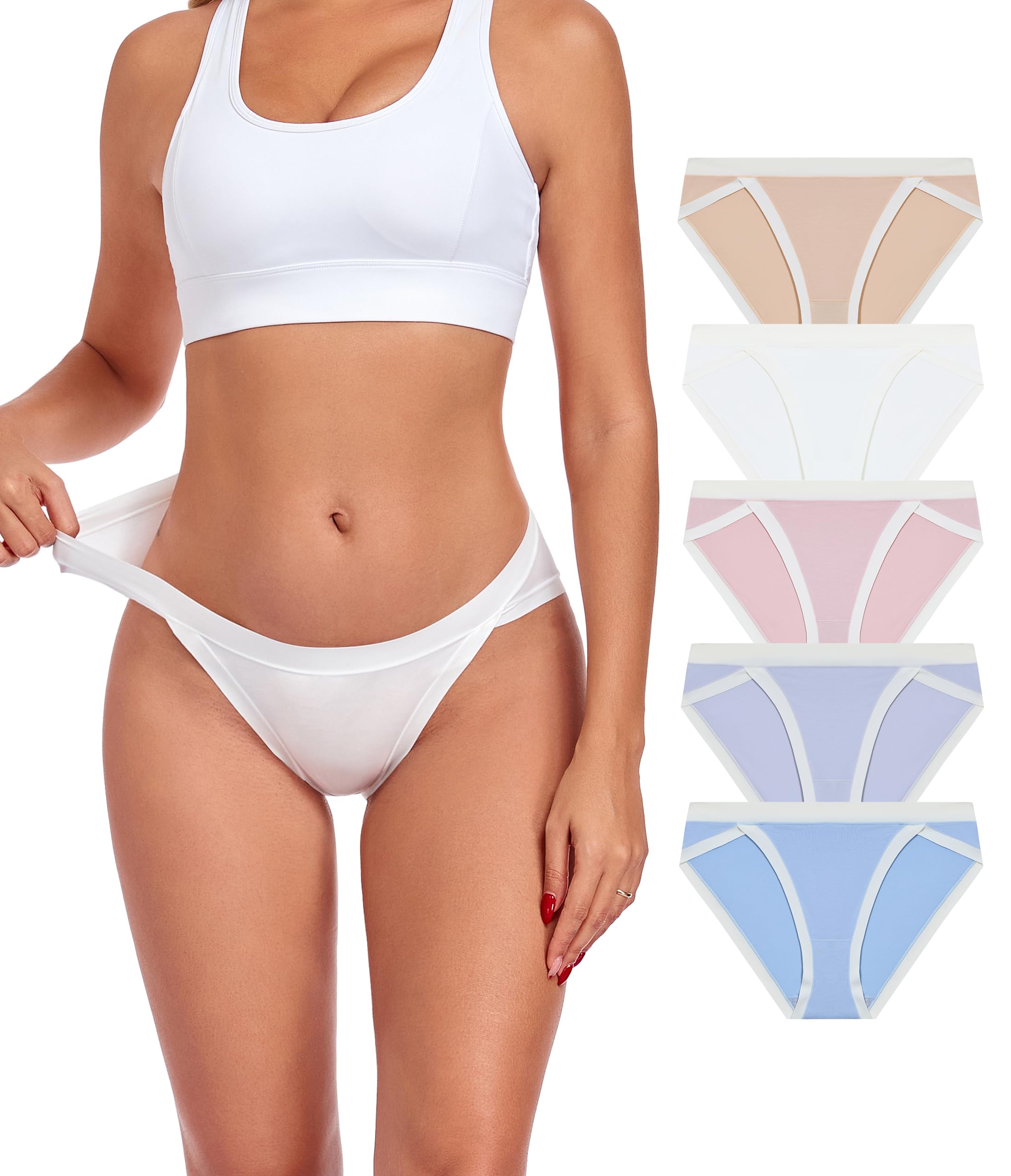 ANLIQI Women's Cotton Modal Ployamide Bikini Panties, Soft Moisture Wicking Hipster Briefs Undies for Ladies Multi-Pack