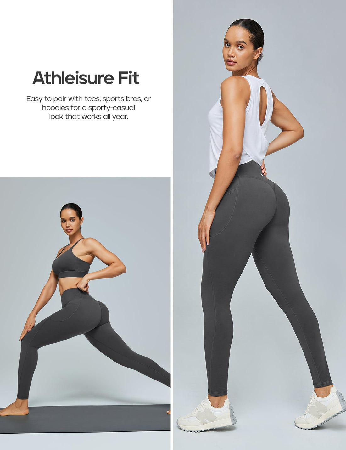 Heathyoga Scrunch Butt Lifting Leggings with Pockets for Women Yoga Pants | 2 Side Pockets, 25 Inches, Buttery Soft Fabric, Non See-through, No Front Seam, Mid Compression, Pilates Outfits, Workout
