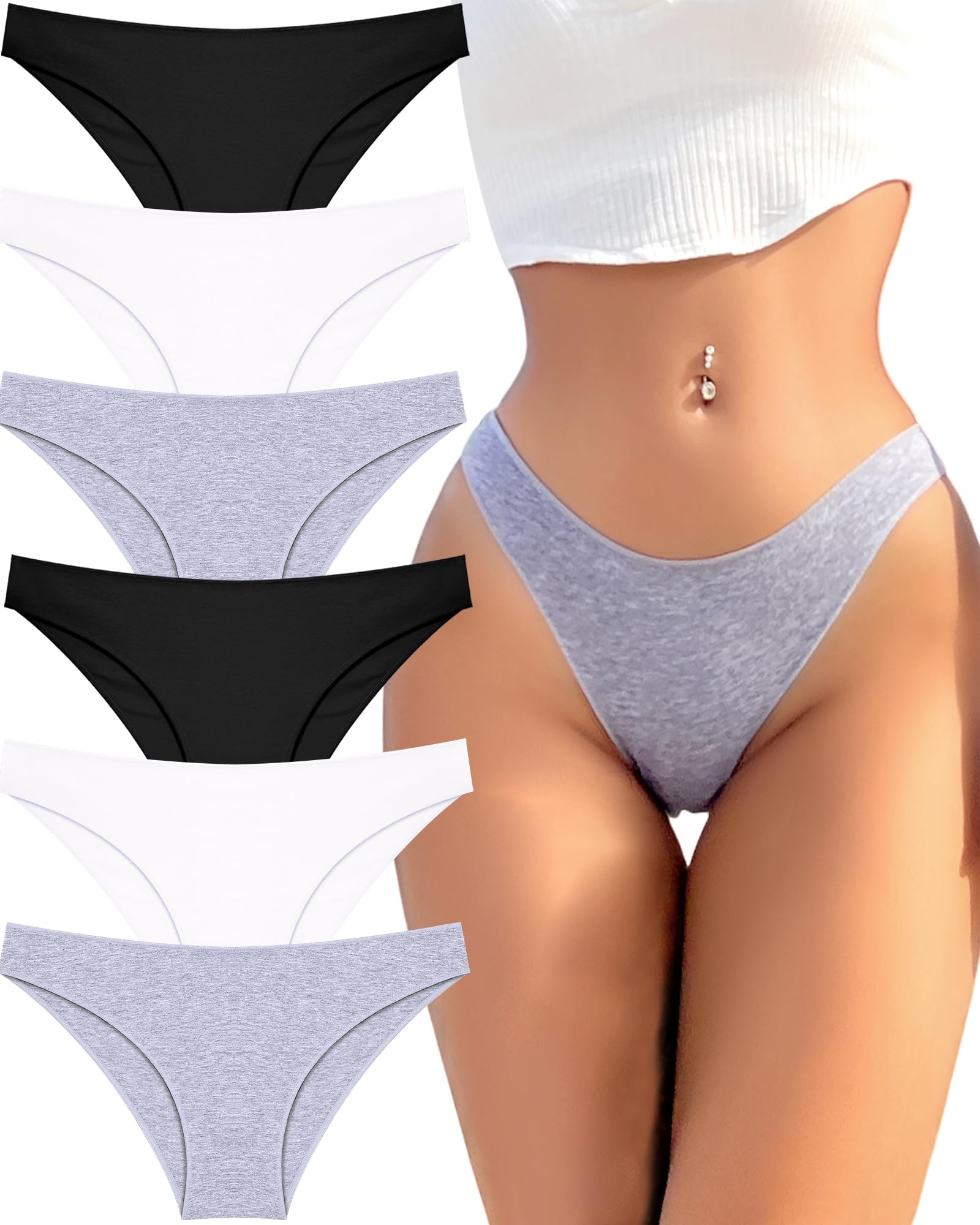 FINETOO Cotton Underwear for Women Sexy Cheeky Bikini Panties Lingerie