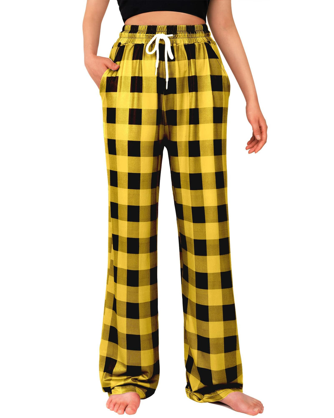 Womens Pajama Pants Plaid Stretch Comfy Lounge Pants Sleep Bottoms Y2K PJ