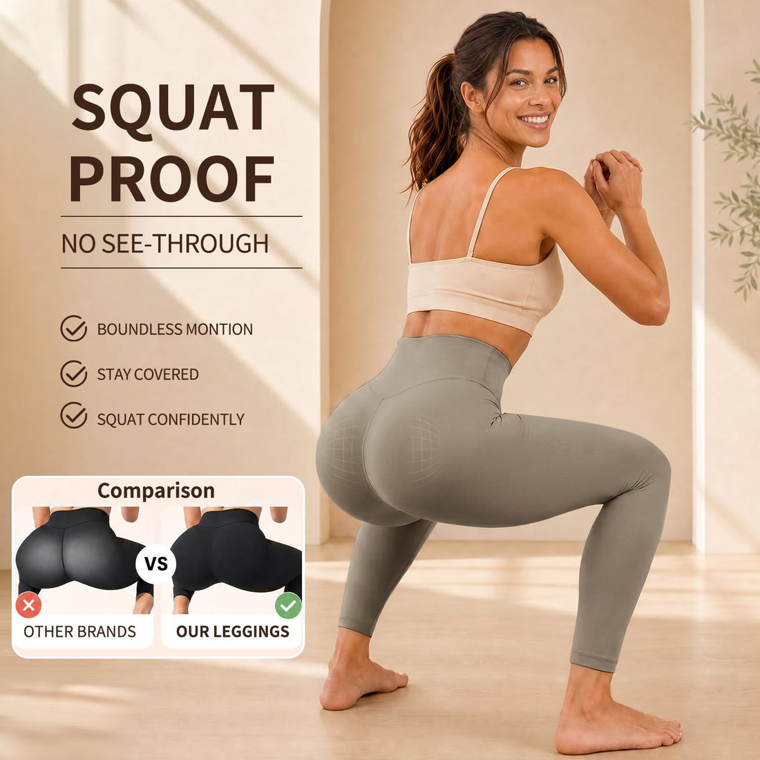 High Waisted Leggings for Women, Tummy Control Yoga Pants Non See Through Buttery Soft for Workout Athletic