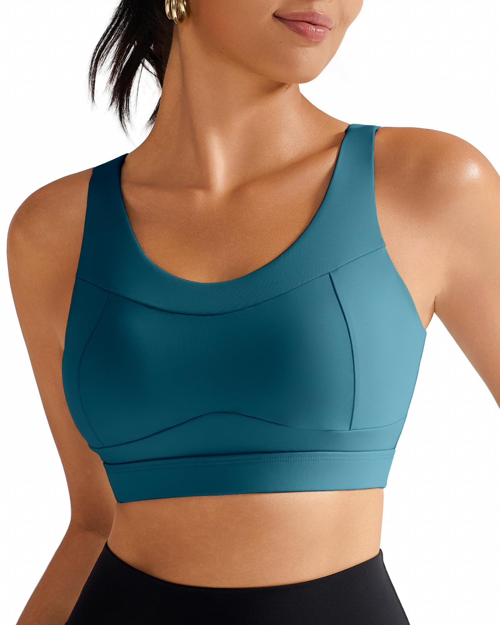 RUNNING GIRL High Impact Sports Bras for Women,Racerback Running Bra Workout Crop Tank Tops Longline Sports Bra Push up