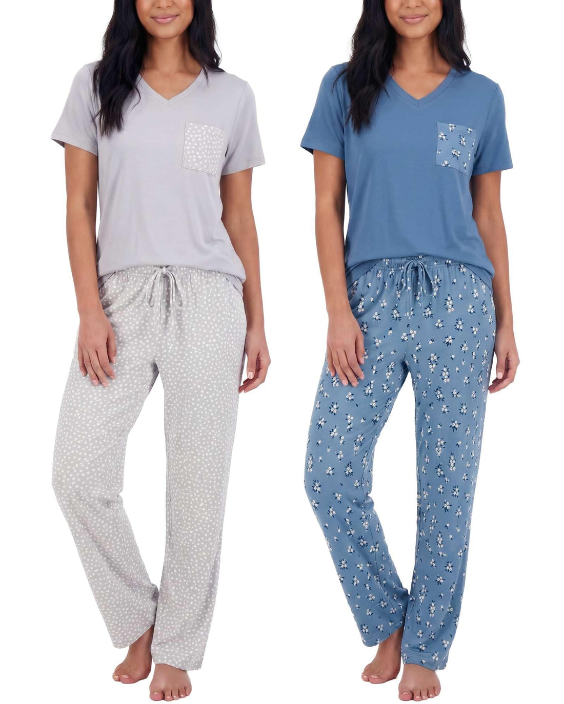 2 Pack Women's Pajama Sets Short Sleeve Sleepwear Comfy Cute Loungewear PJ
