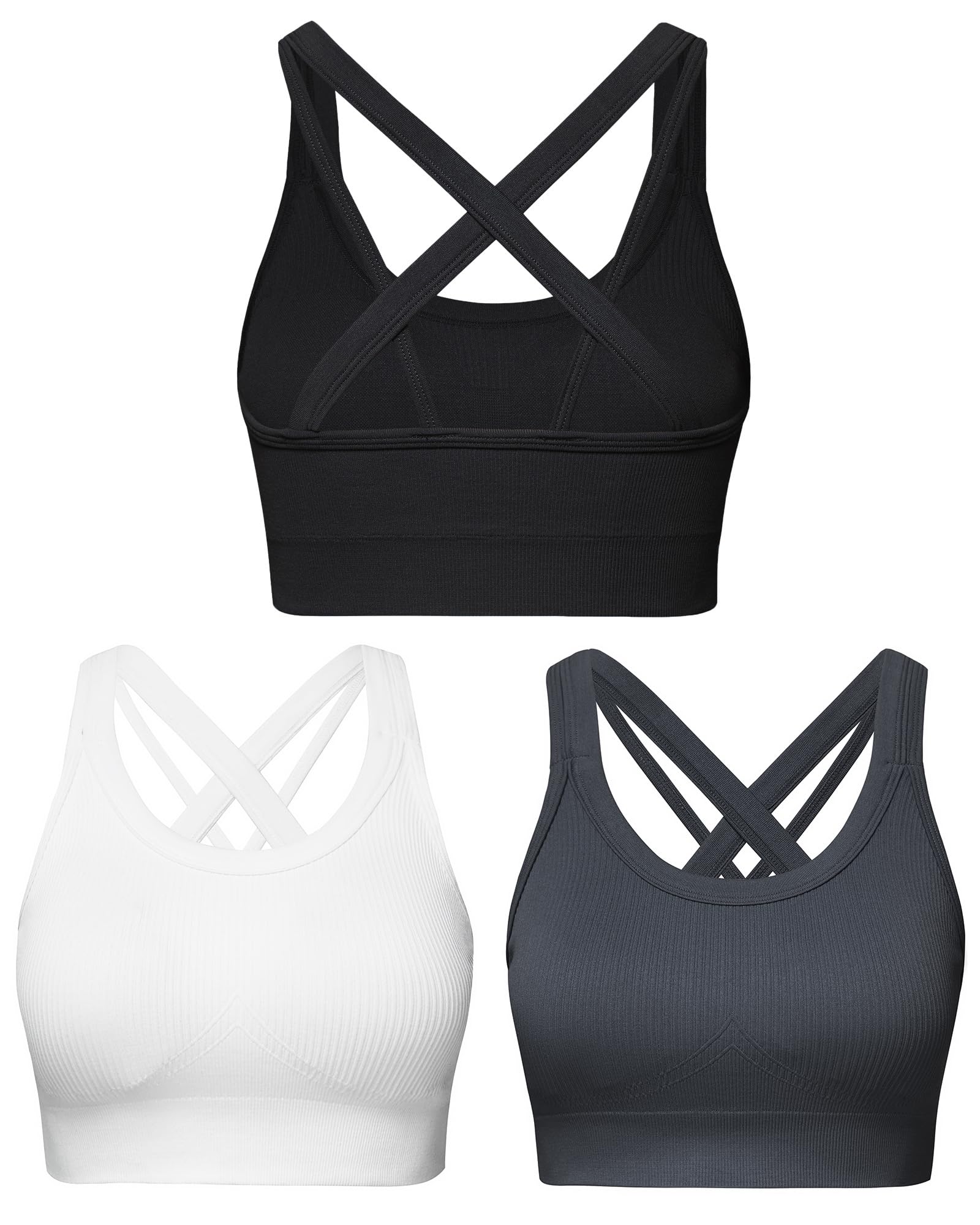 Sports Bras for Women HIigh Support, Criss-Cross Back Padded Strappy High Impact Sports Bras for Women Large Bust