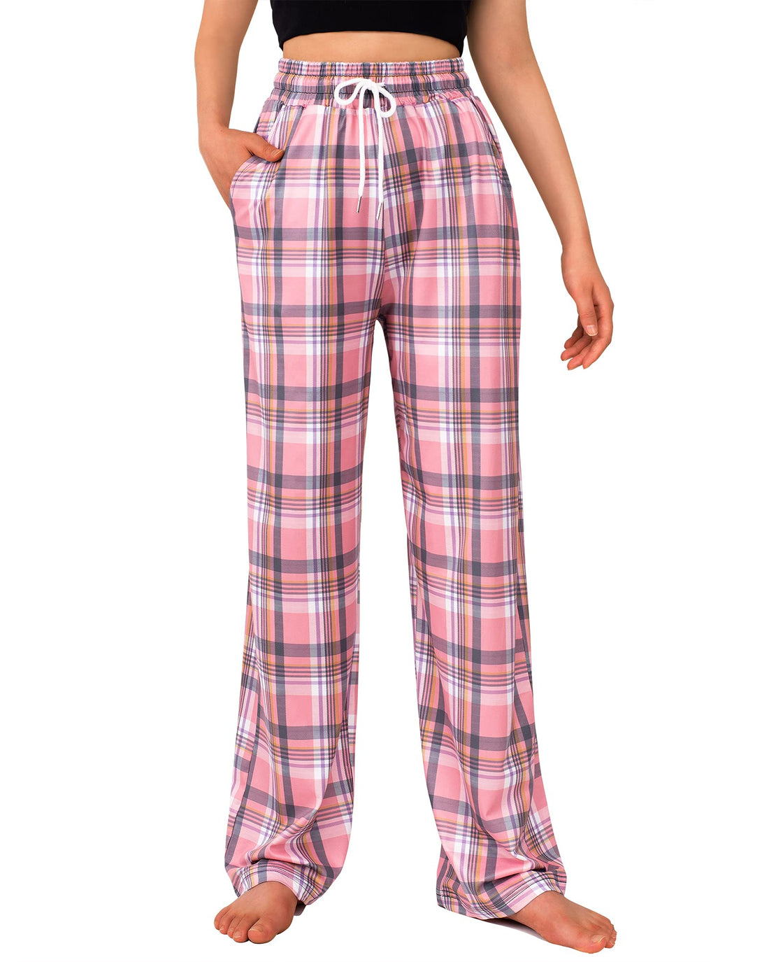 Womens Pajama Pants Plaid Stretch Comfy Lounge Pants Sleep Bottoms Y2K PJ