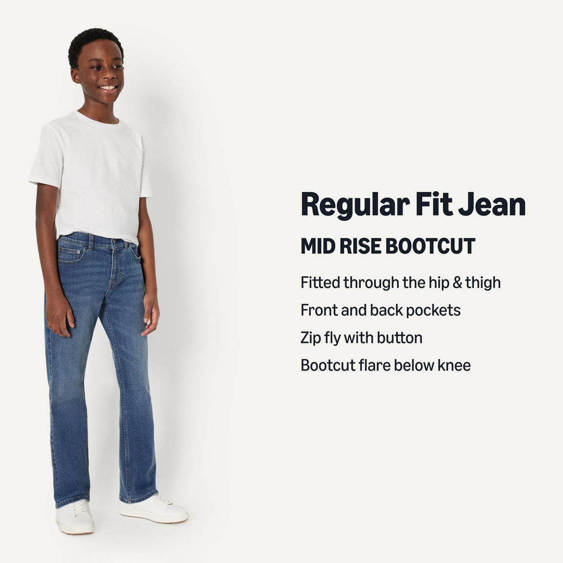Amazon Essentials Boys' Medium Stretch Regular-Fit Bootcut Jeans