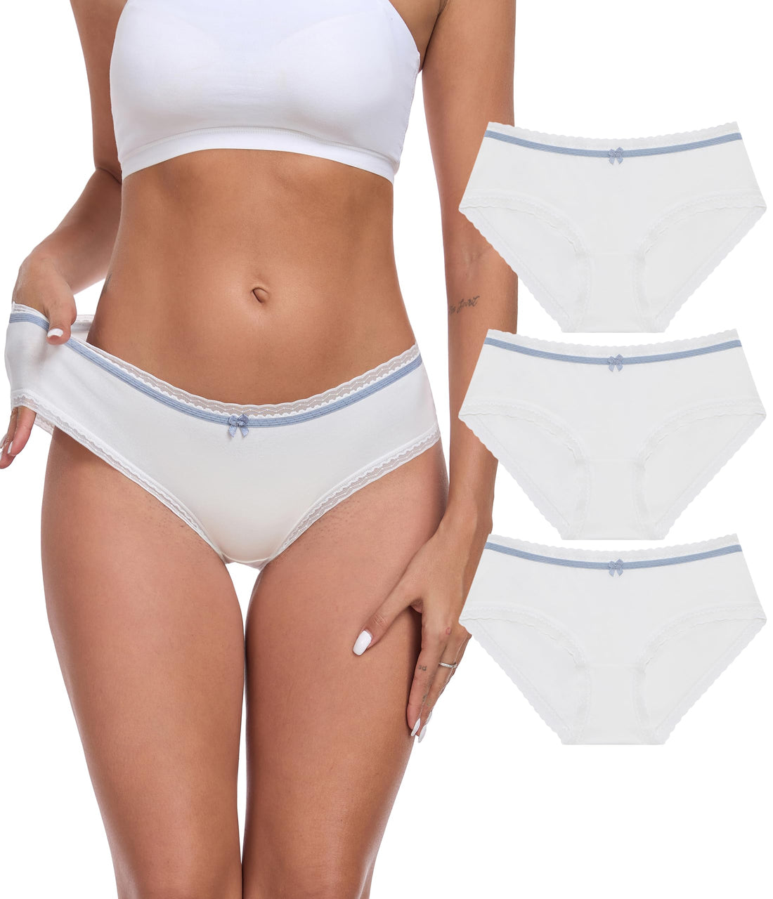 ANLIQI Women's Cotton Modal Ployamide Bikini Panties, Soft Moisture Wicking Hipster Briefs Undies for Ladies Multi-Pack
