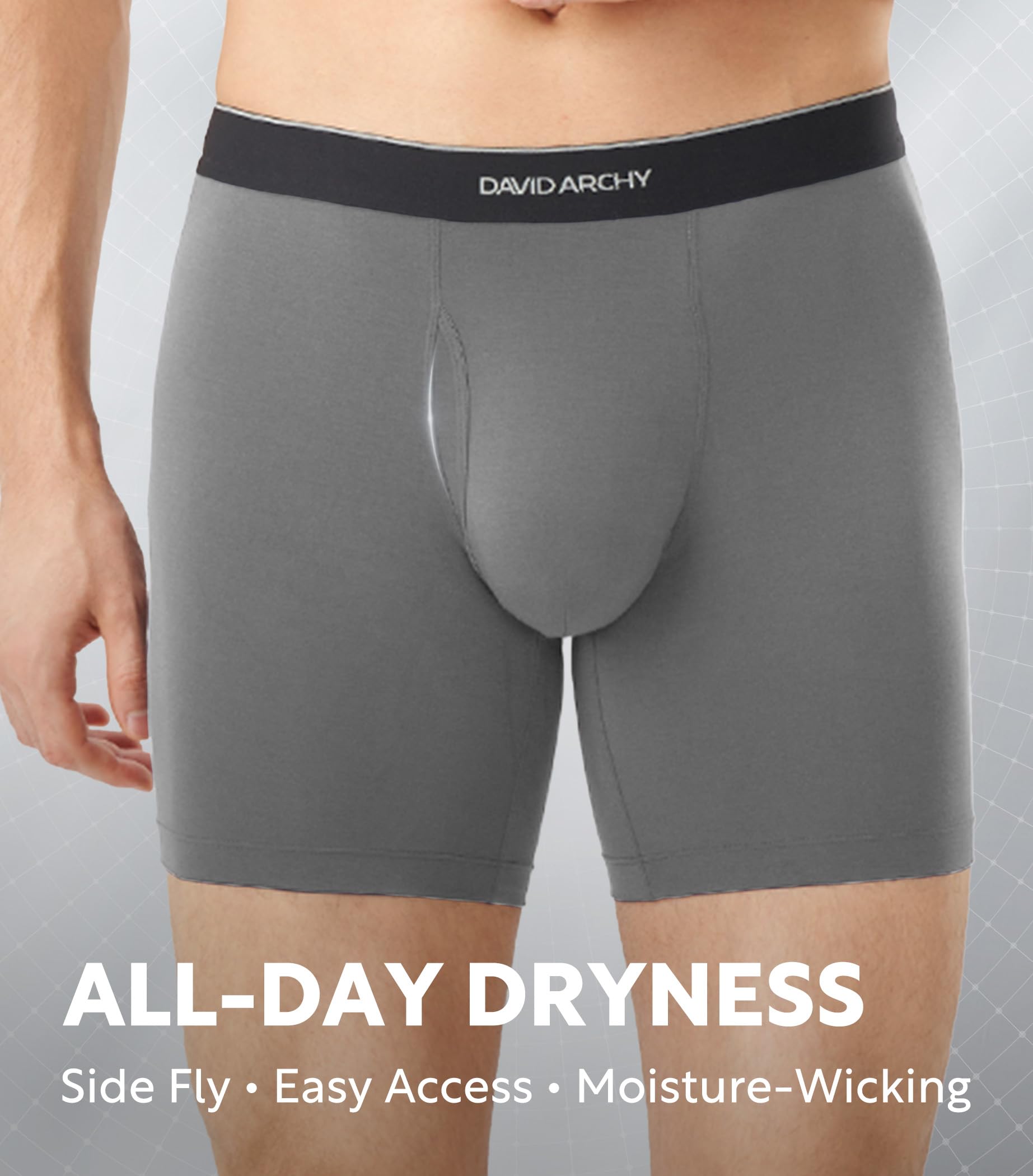 DAVID ARCHY Mens Underwear Breathable Silky Soft Modal Boxer Briefs for Men Pack 4, Wide Waistband No Ride Up