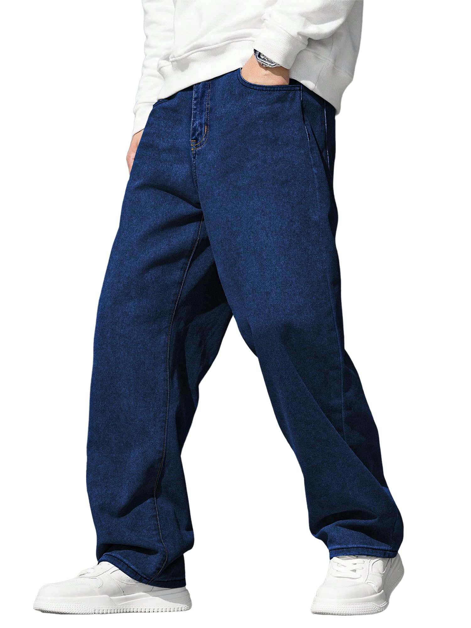 JMIERR Mens Baggy Jeans Wide Leg Y2K Loose Fit Denim Pants | Vintage Relaxed Loose Fit, Stretch, Straight Leg, Skater Streetwear, 5 Pockets, Casual Carpenter Jean, Hip Hop