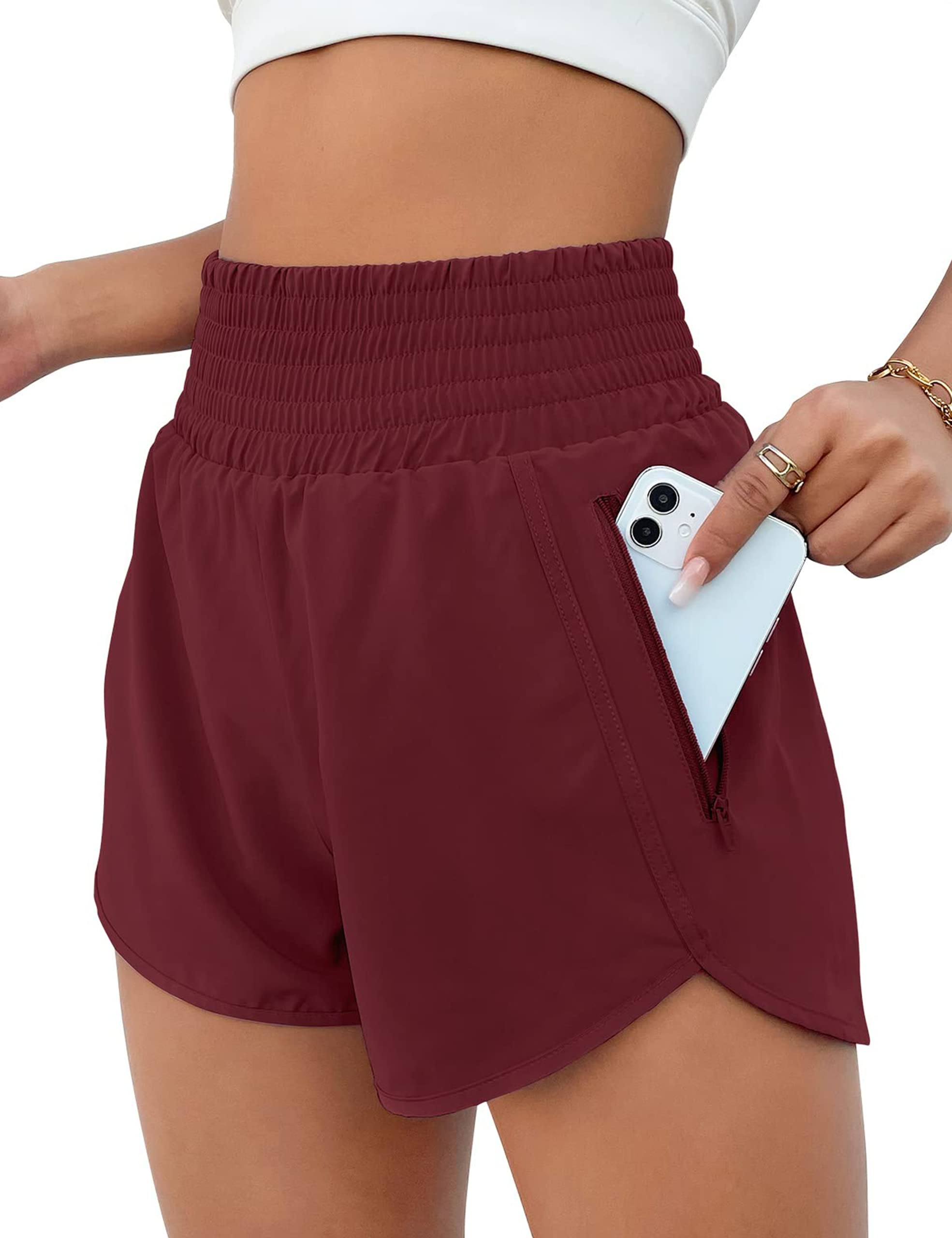 BMJL Women's Athletic Shorts High Waisted Running Short Pocket 2.5" Sporty Shorts Gym Workout Shorts
