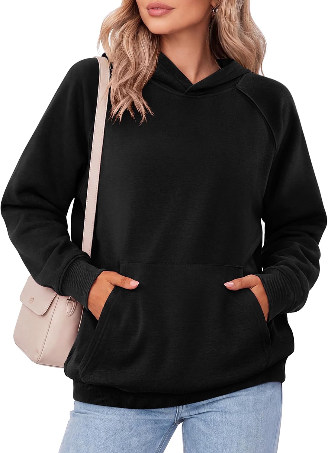 Zeagoo Womens Oversized Hoodies Pullover Fleece Hooded Sweatshirt Trendy | Comfort Hoodie, Womens Fall Clothes, Kangaroo Pocket, Raglan Sleeves, Long Sleeve, Solid Color, Casual, Winter, Midweight