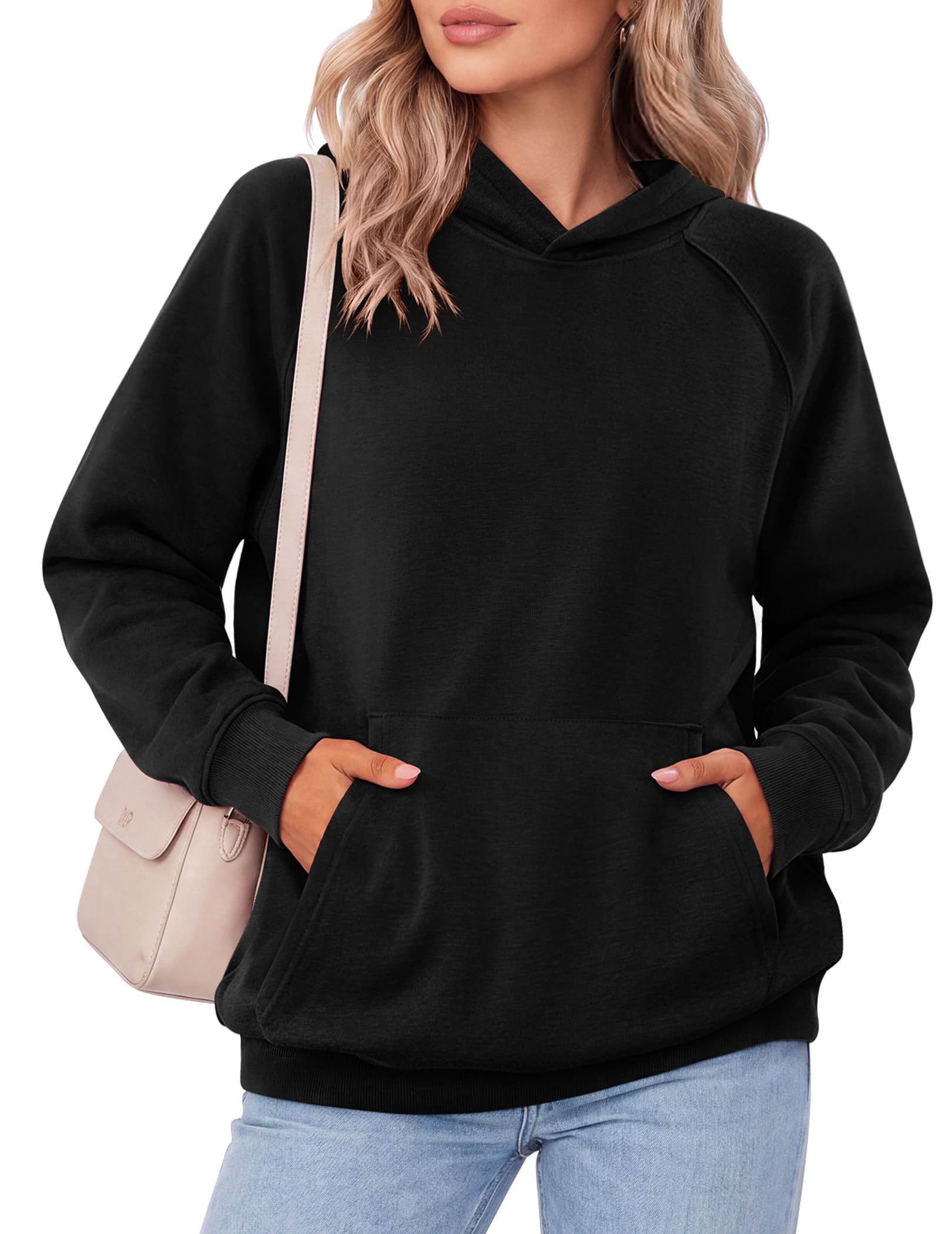 Zeagoo Womens Oversized Hoodies Pullover Fleece Hooded Sweatshirt Trendy | Comfort Hoodie, Womens Fall Clothes, Kangaroo Pocket, Raglan Sleeves, Long Sleeve, Solid Color, Casual, Winter, Midweight