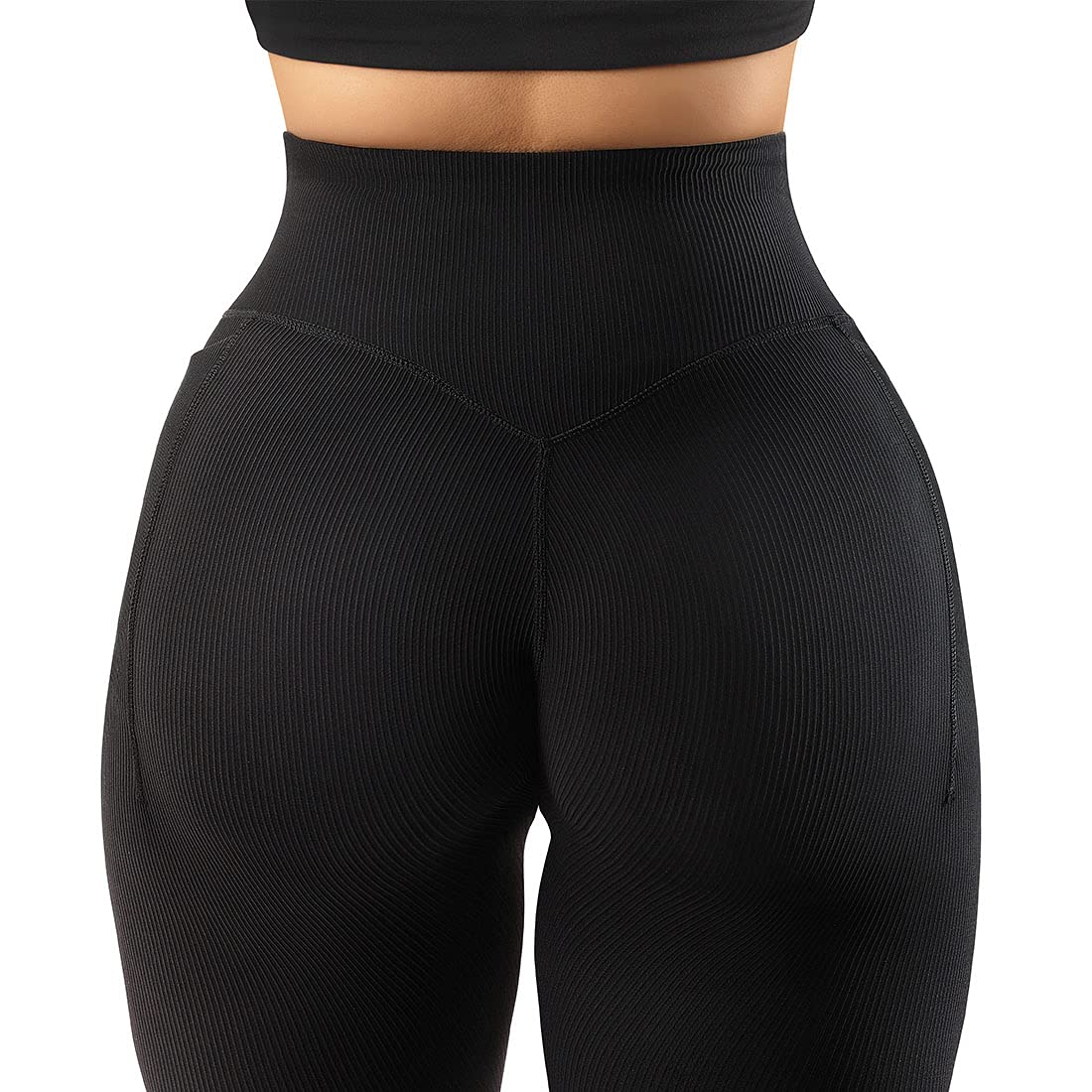SUUKSESS Women Ribbed Seamless Leggings High Waisted Workout Gym Yoga Pants
