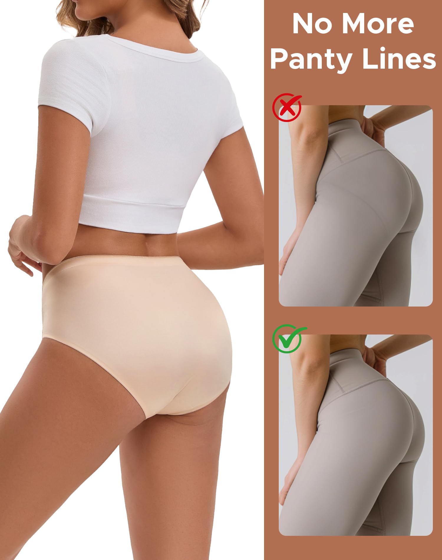 INNERSY Women's Seamless Underwear Silky Hipster 6-Pack