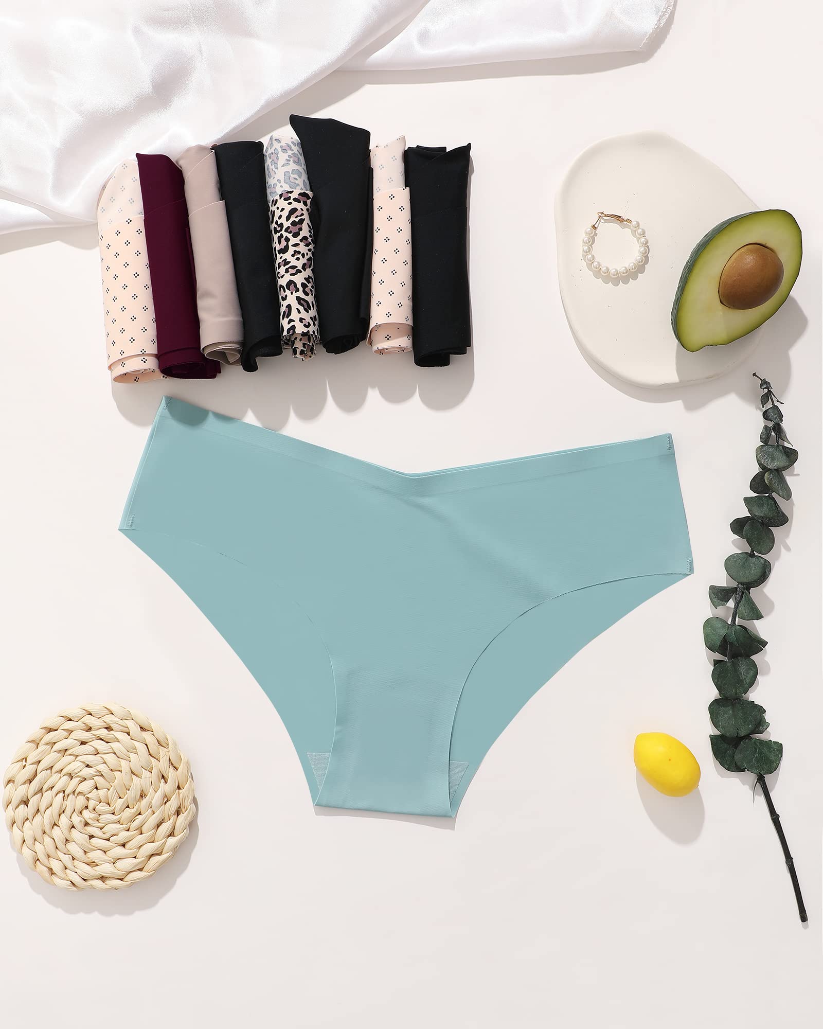 Women’s Seamless Bikini Panties Soft Stretch Invisibles Briefs No Show Hipster Underwear cheeky 9 pack XS-L