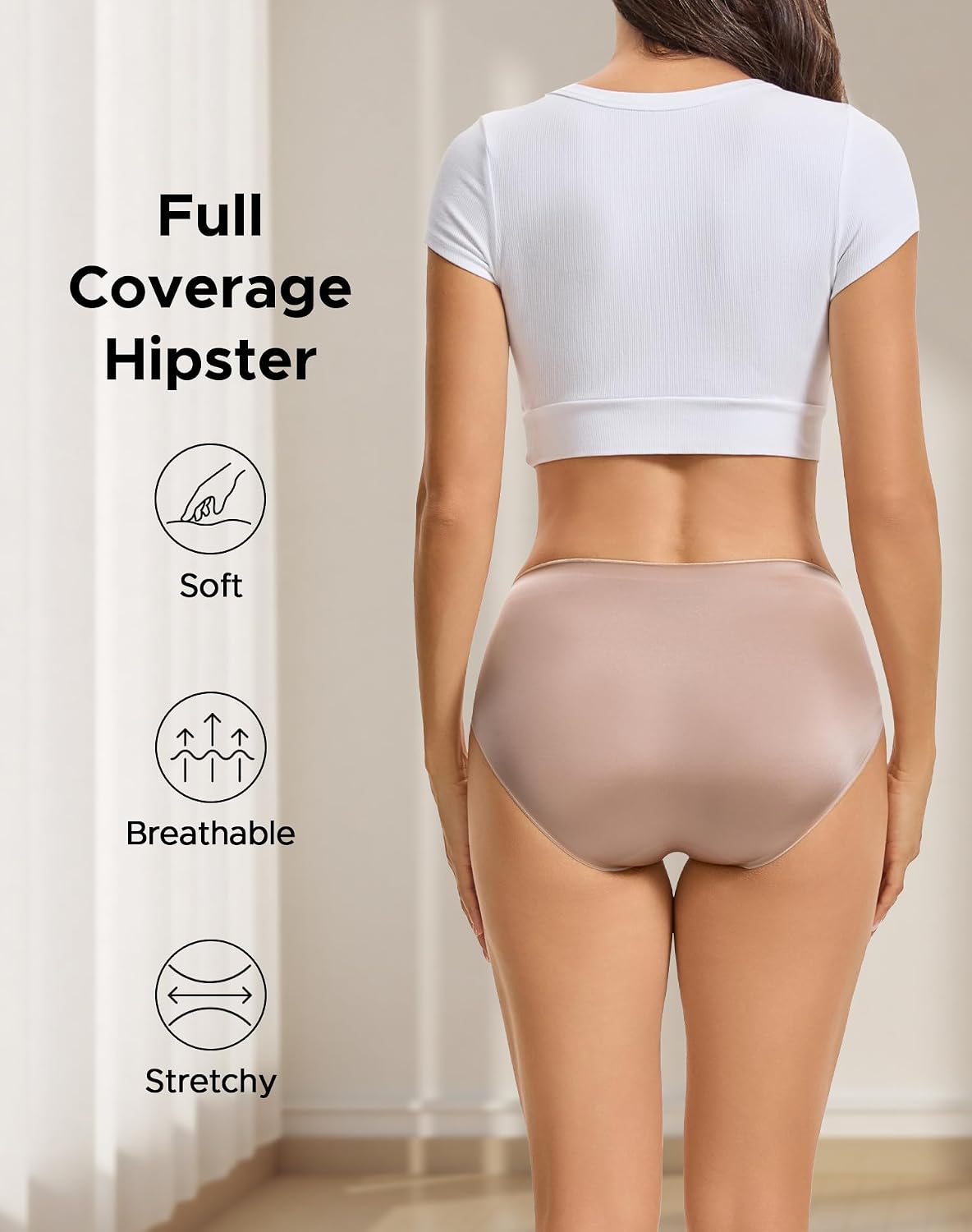INNERSY Women's Underwear Silky Hipster Panties 3-Pack