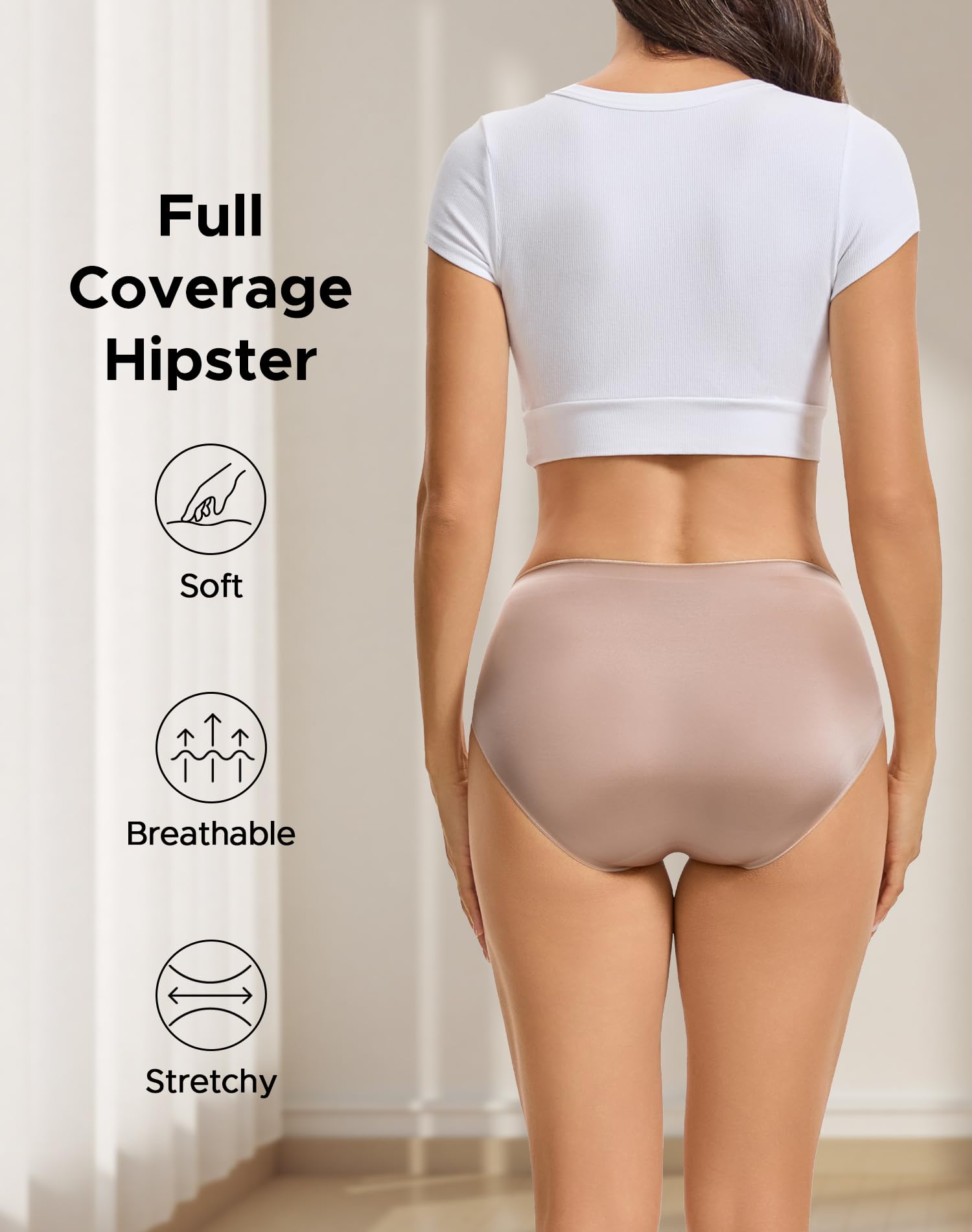 INNERSY Women's Underwear Silky Hipster Panties 3-Pack