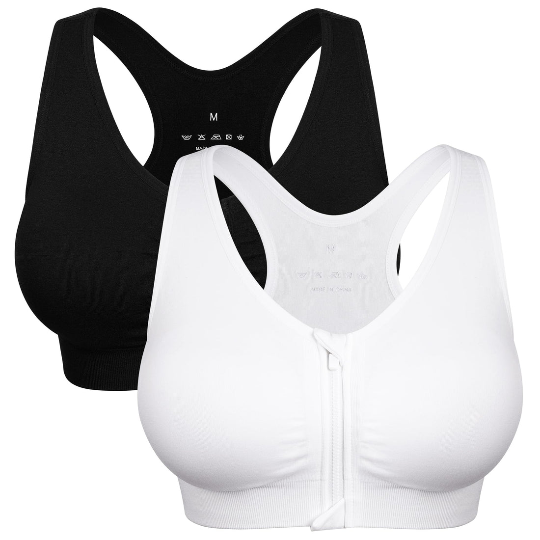 Women's Zip Front Sports Bra Wireless Post-Surgery Bra Workout Sports Bras | Zipper Front Closure, Surgical Mastectomy Bra, Post Op, Compression, Comfort, Medium Support, Active, Yoga, Removable Pads