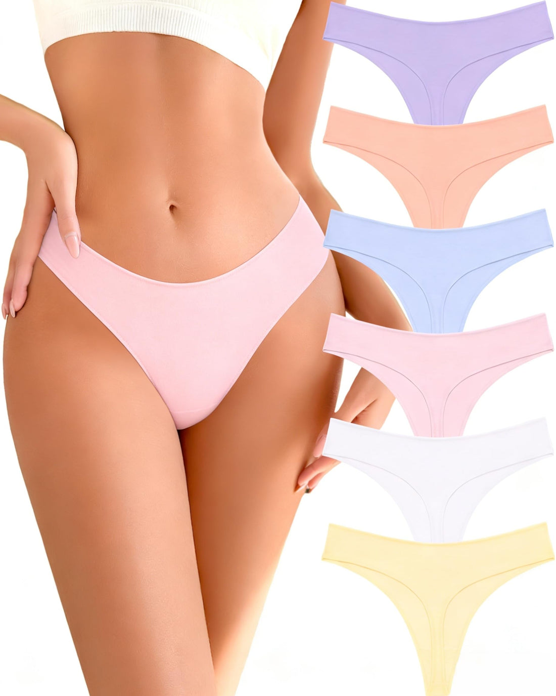 READY TO LOVE Cotton Underwear for Women Pack Breathable Thongs for Women Sexy Stretch Soft Womens Panties Thong XS-XL