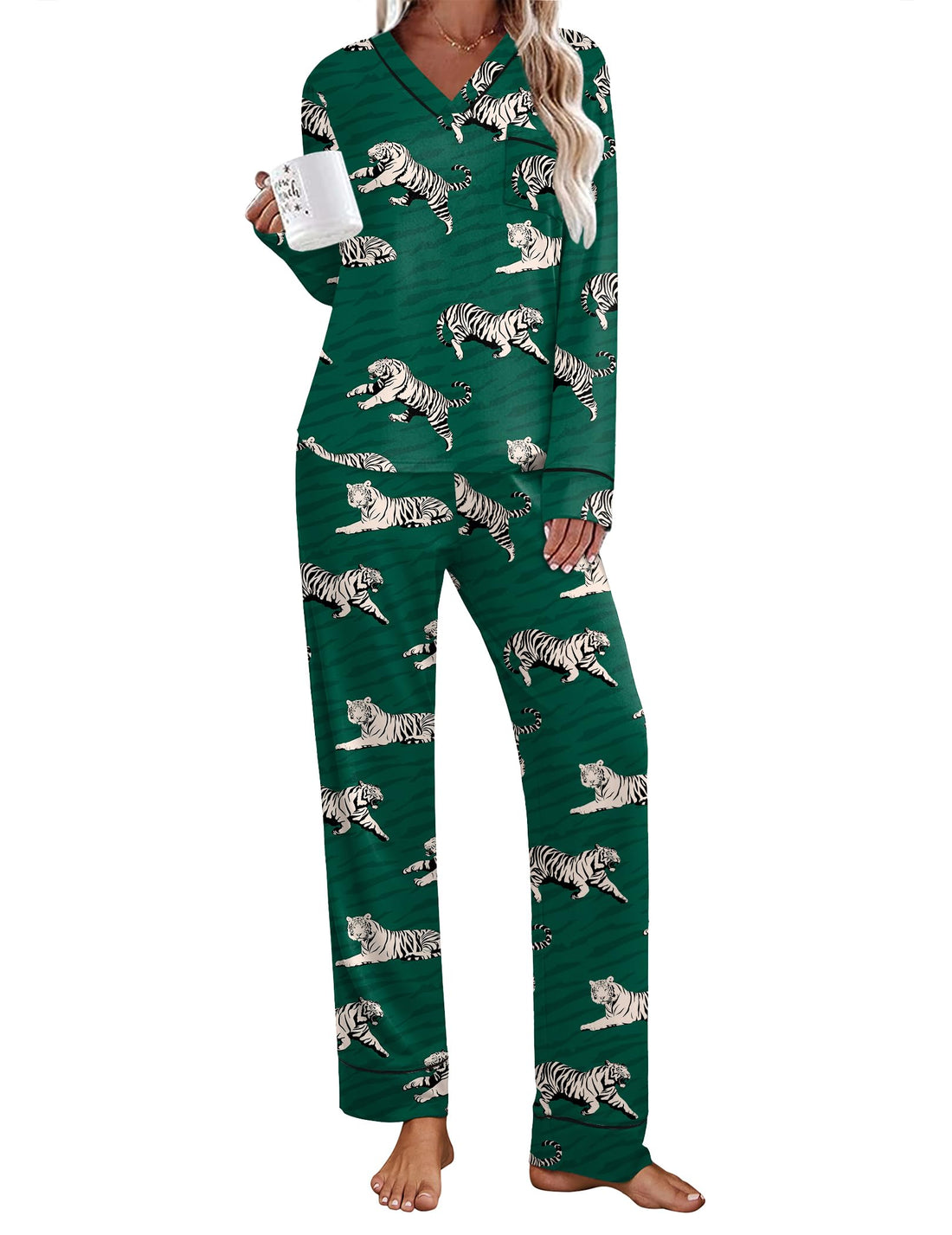 Ekouaer Womens Pajamas Sets 2 Piece PJs Long Sleeve Sleepwear Loungewear