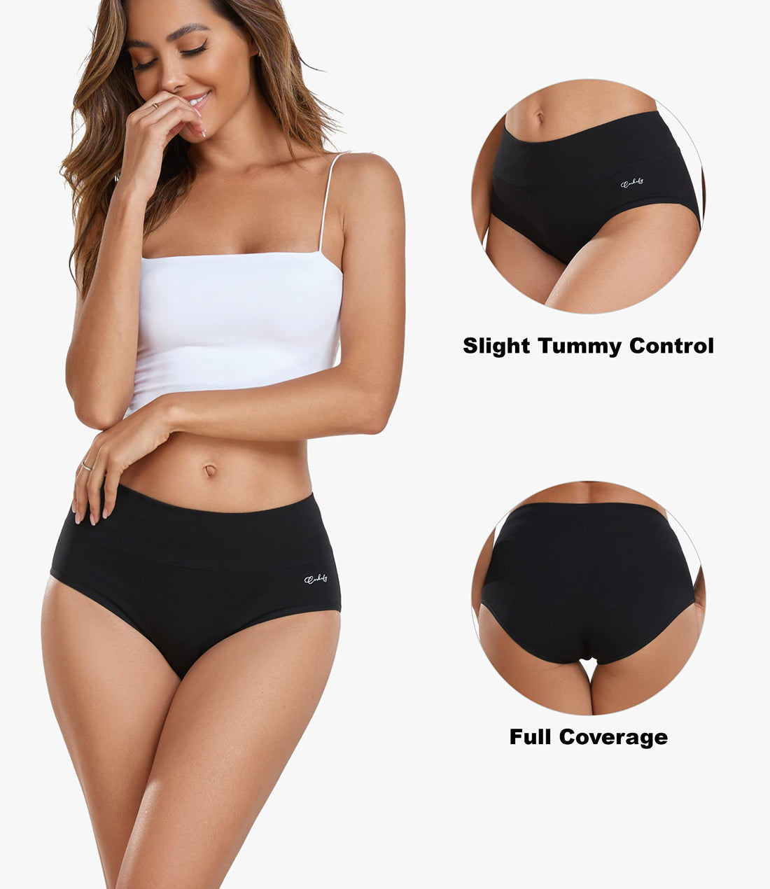 coskefy Women's High Waisted Cotton Underwear Soft Breathable Panties Stretch Briefs Ladies Panties 5 Pack