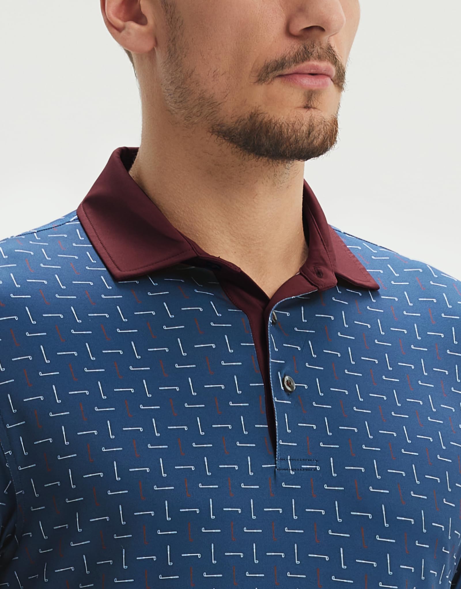 M MAELREG Golf Shirts for Men Short Sleeve Print Patterns Moisture Wicking Performance Lightweight Collared Mens Polo Shirts