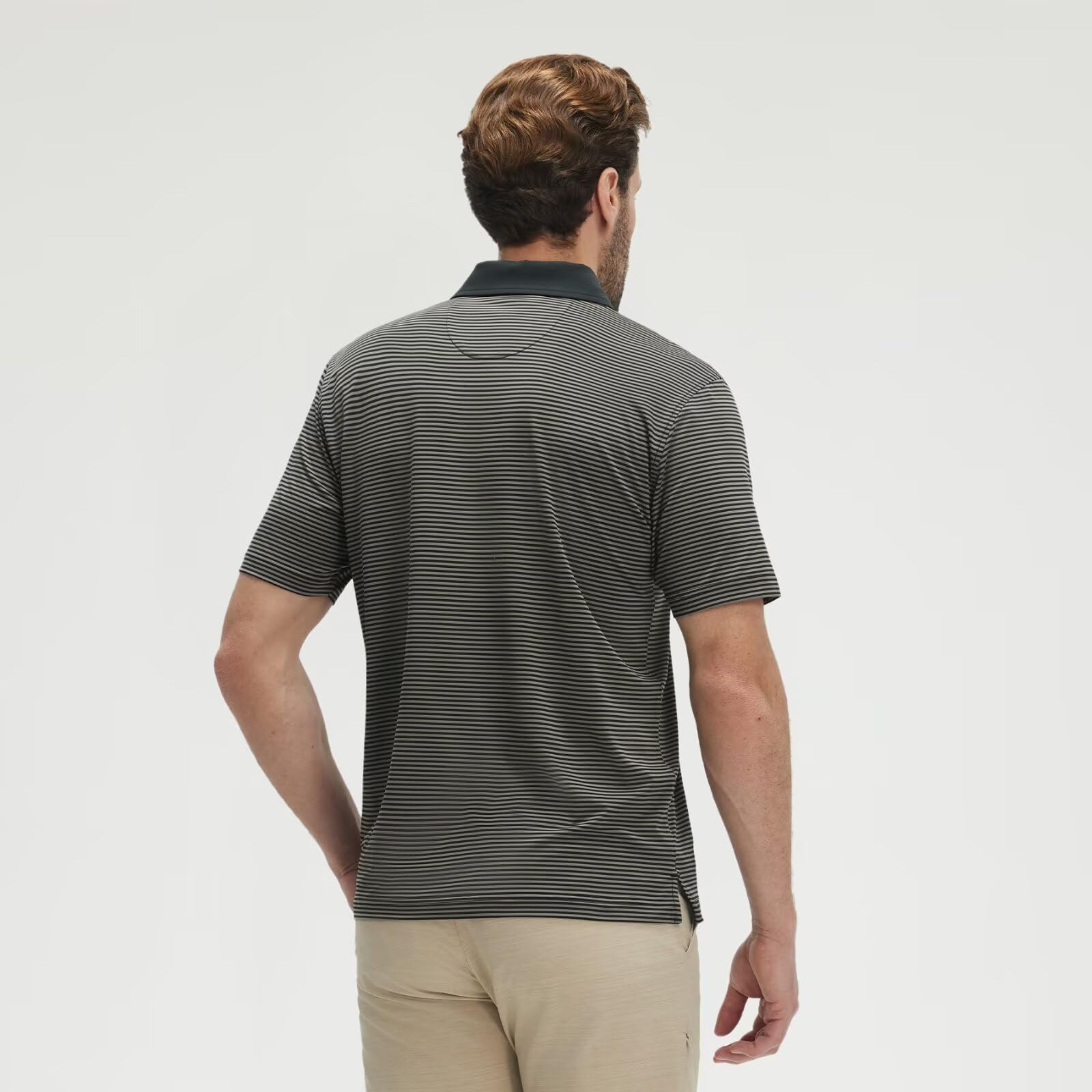 M MAELREG Golf Shirts for Men Moisture Wicking Dry Fit Striped Polo Performance Sport Mens Polo Shirts Short Sleeve