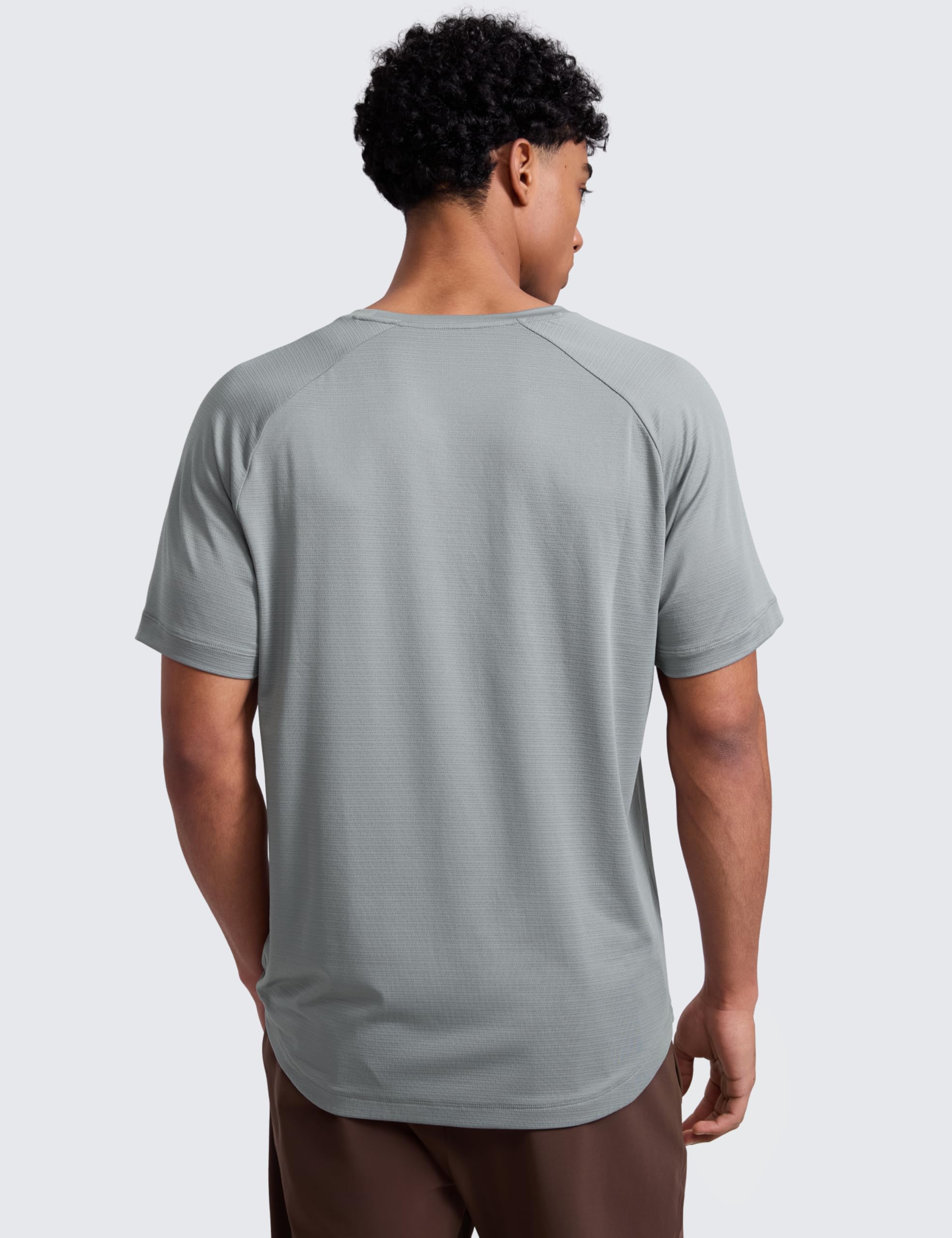 CRZ YOGA Breathable Texture Crewneck T-Shirts | Workout, Quick Dry, Lightweight, Classic Fit, Round Scallop Back, Short Sleeve Shirts for Men